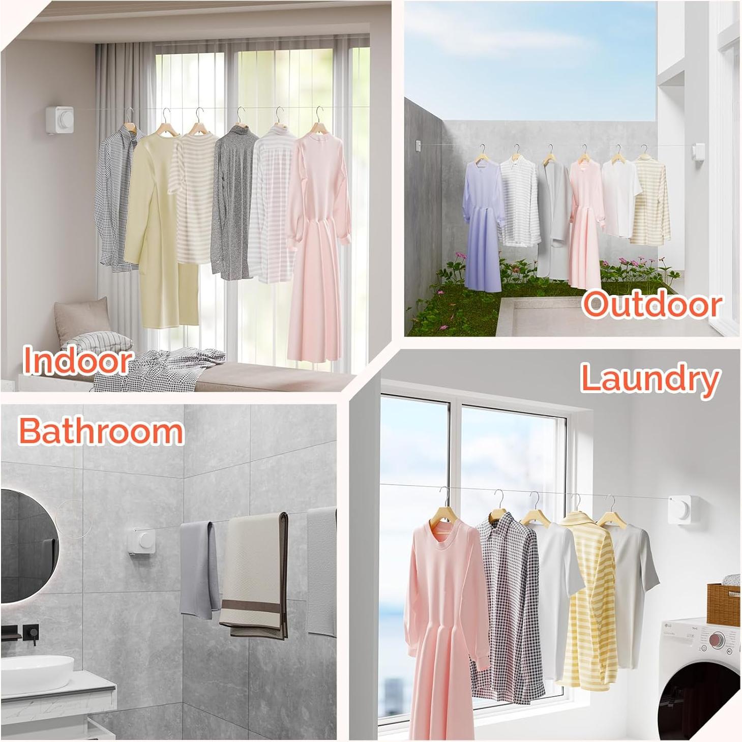 Cuerda de Ropa Retráctil PLIRX 4.2m Alta Resistencia Blanca