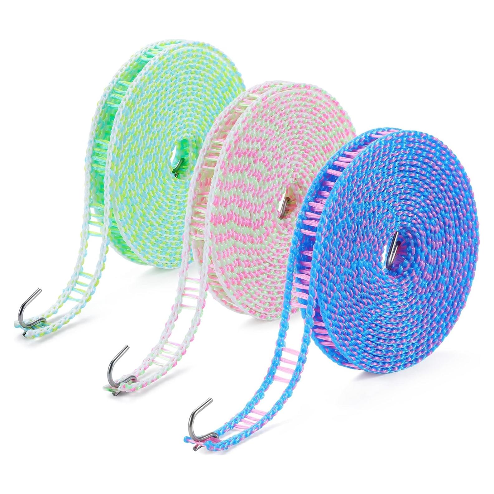 Paquete de 3 Cuerdas de Ropa HISAFA 5m a Prueba de Viento