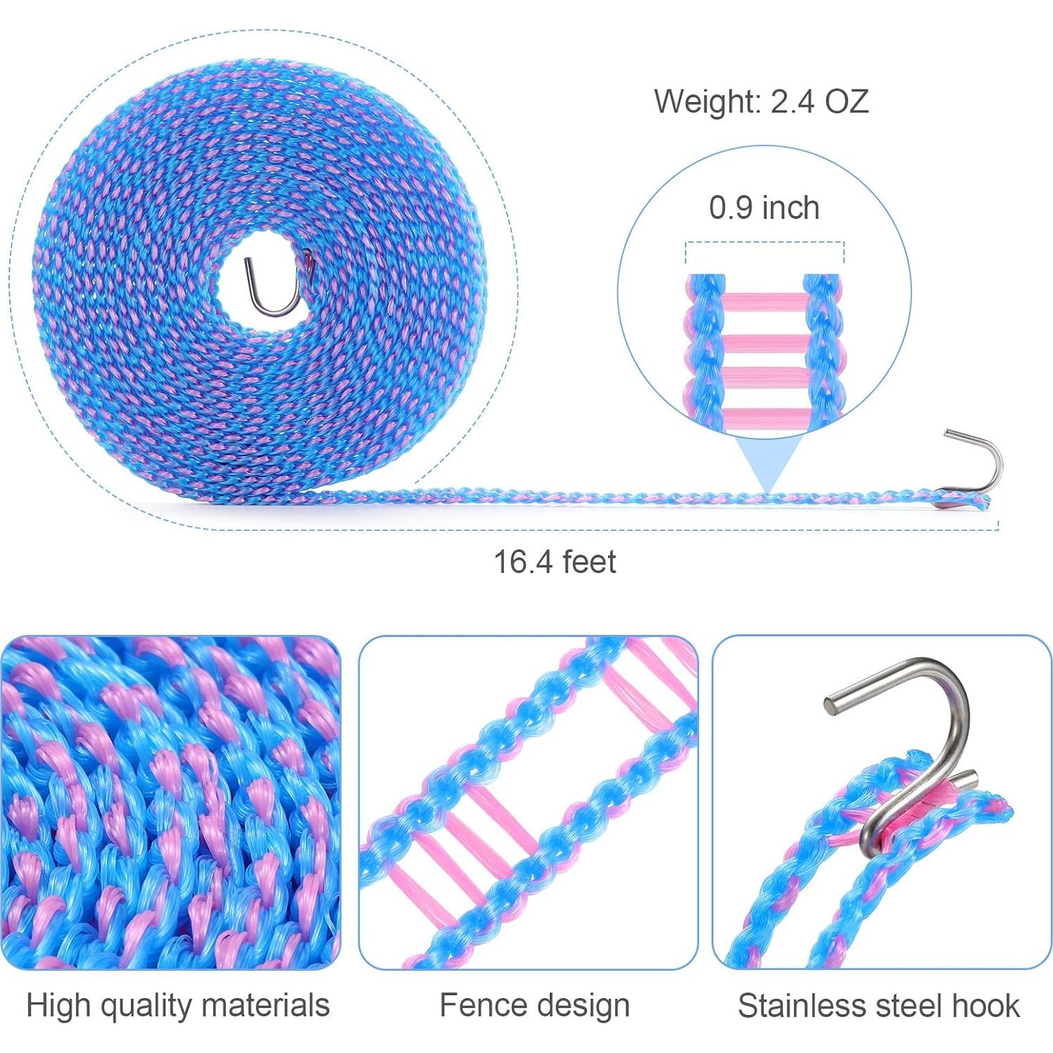 Paquete de 3 Cuerdas de Ropa HISAFA 5m a Prueba de Viento