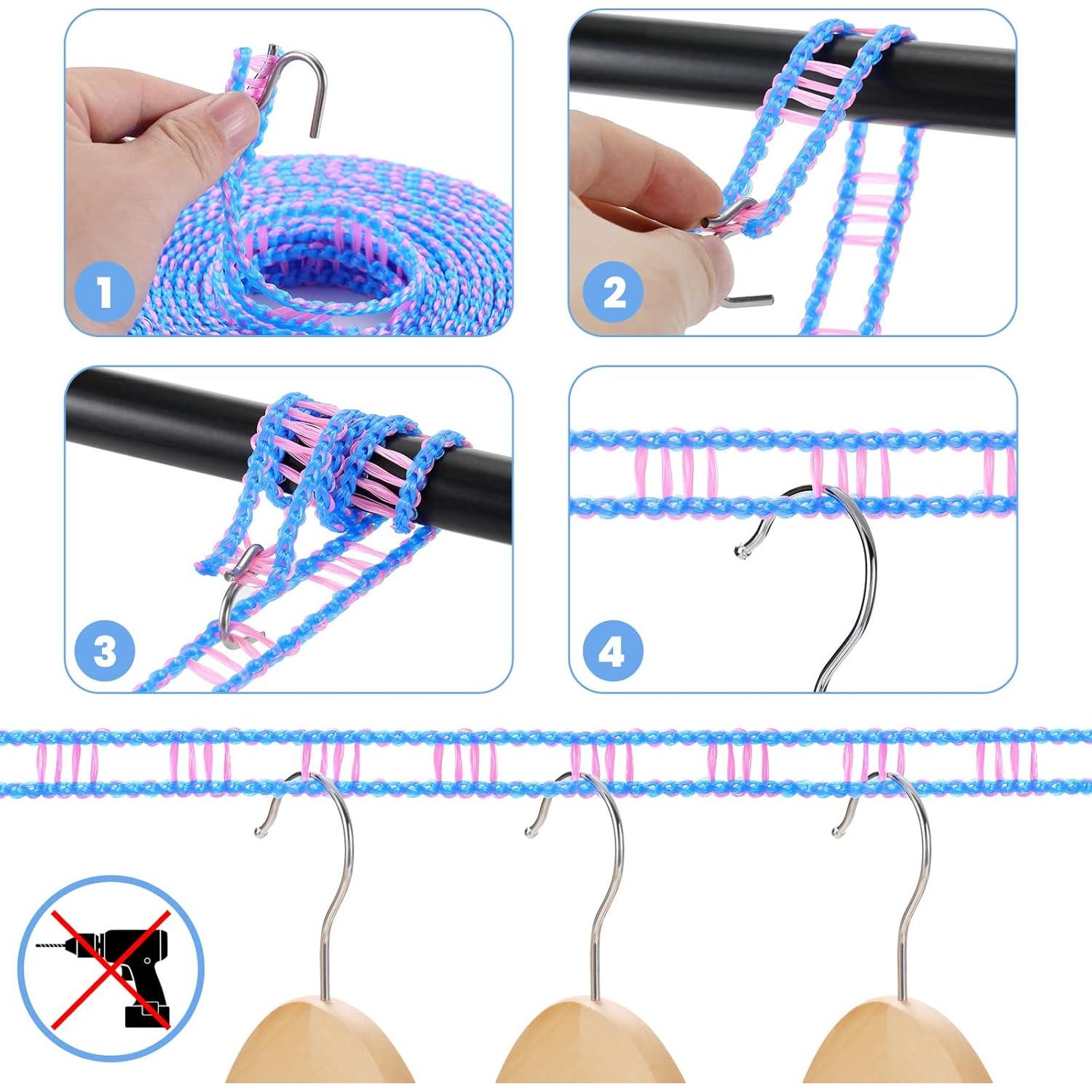 Paquete de 3 Cuerdas de Ropa HISAFA 5m a Prueba de Viento
