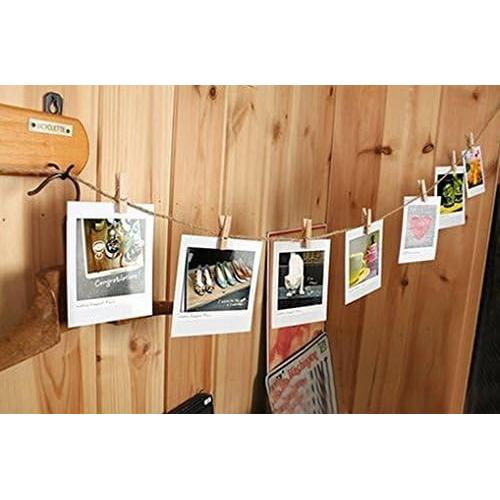 Pinzas de Madera Natural jijAcraft con Cuerda de Yute 100 Pcs