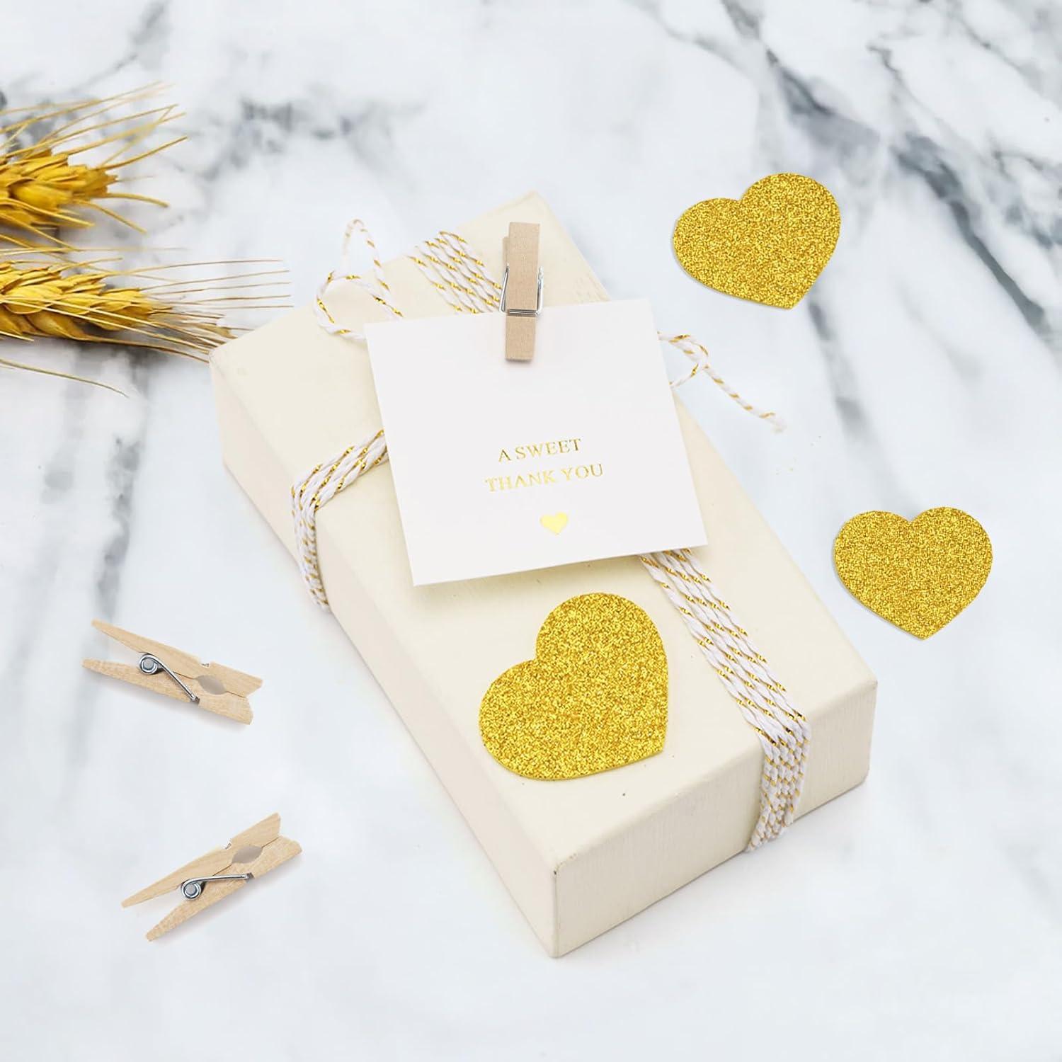 Pinzas de Madera Natural jijAcraft con Cuerda de Yute 100 Pcs