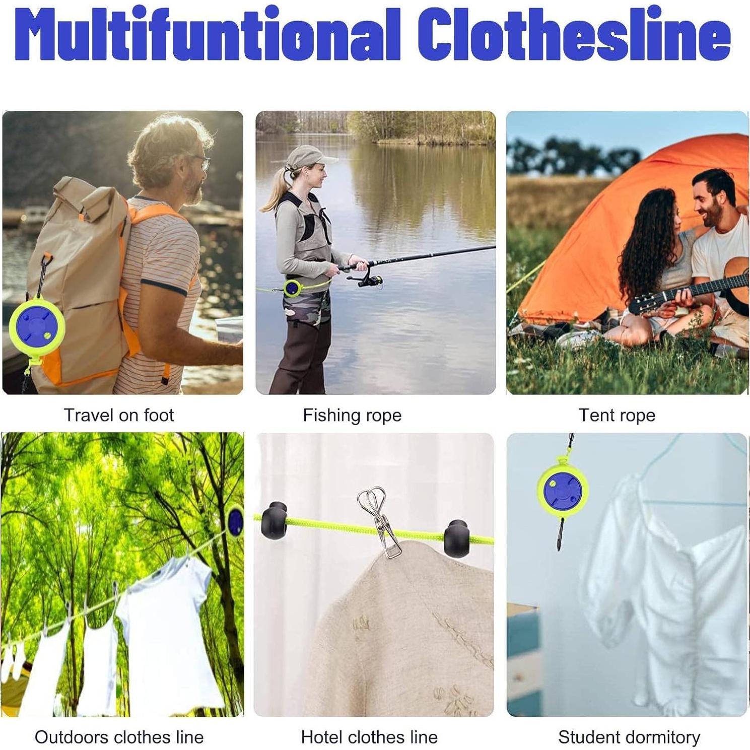 Cuerda de Ropa Ajustable QeeHeng 9.75m Antideslizante para Camping