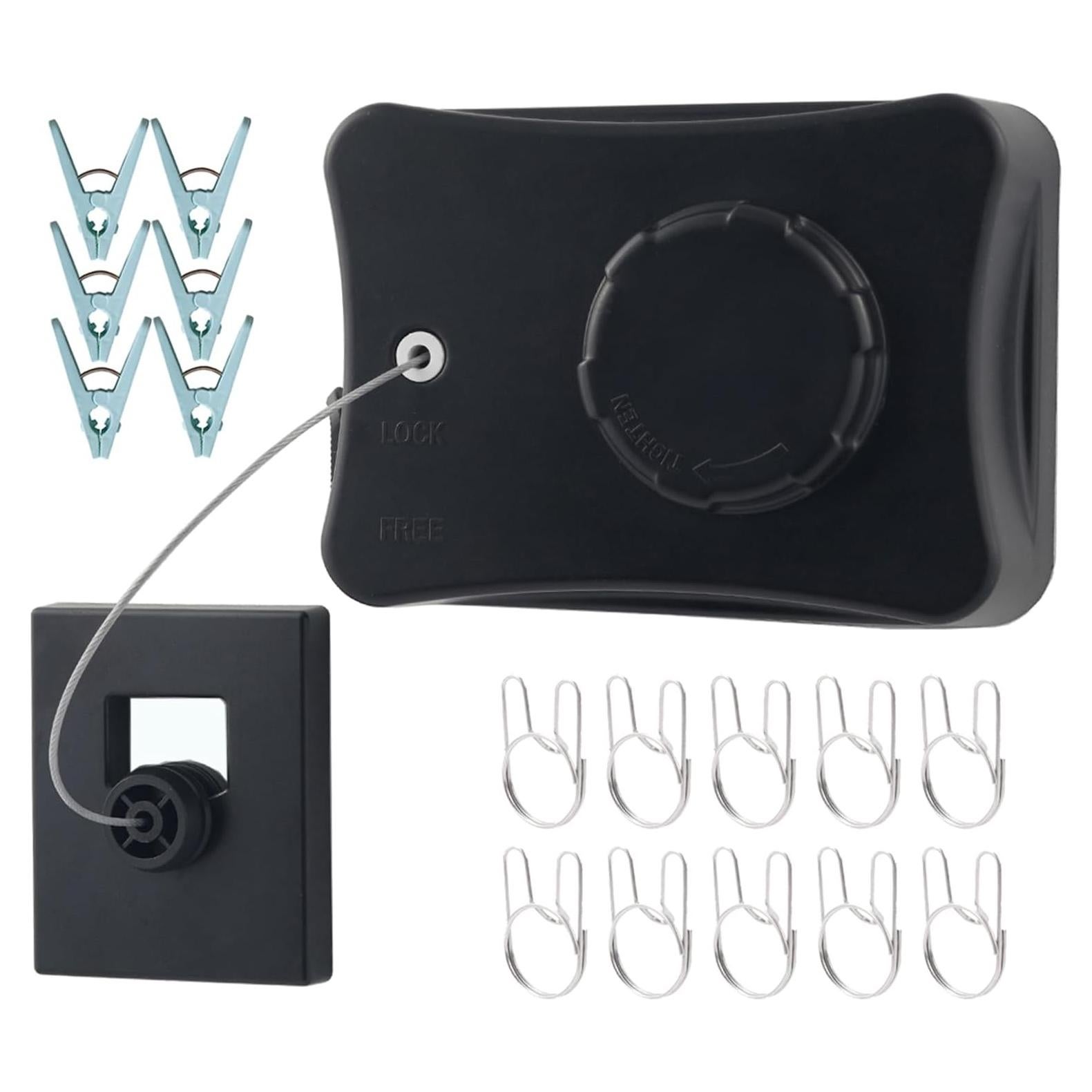 Cuerda de Ropa Retráctil Qiviluto 5.1m con Pinzas y Clips