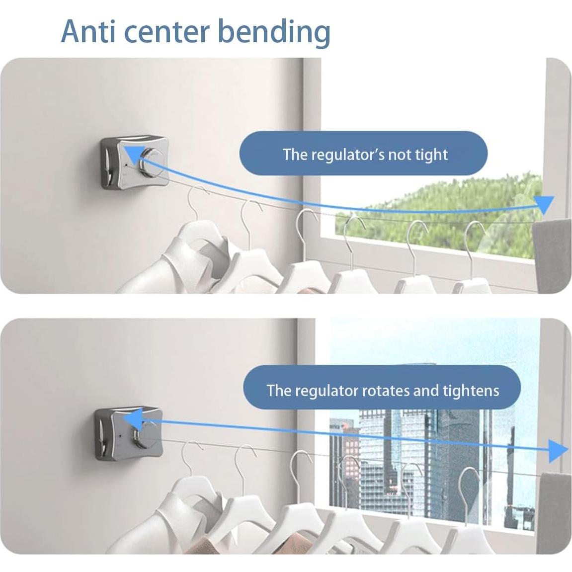 Cuerda de Ropa Retráctil Qiviluto 5.1m con Pinzas y Clips