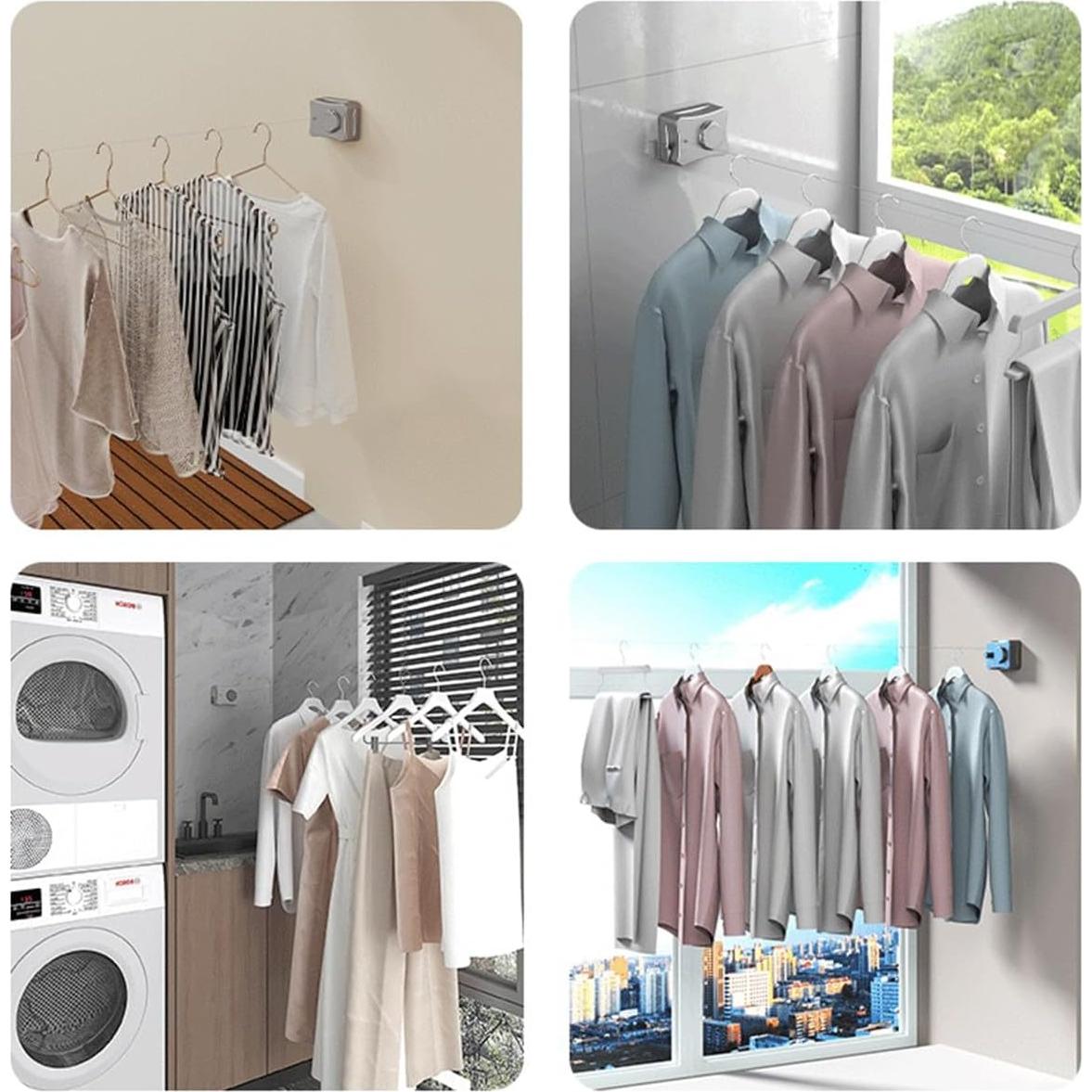 Cuerda de Ropa Retráctil Qiviluto 5.1m con Pinzas y Clips