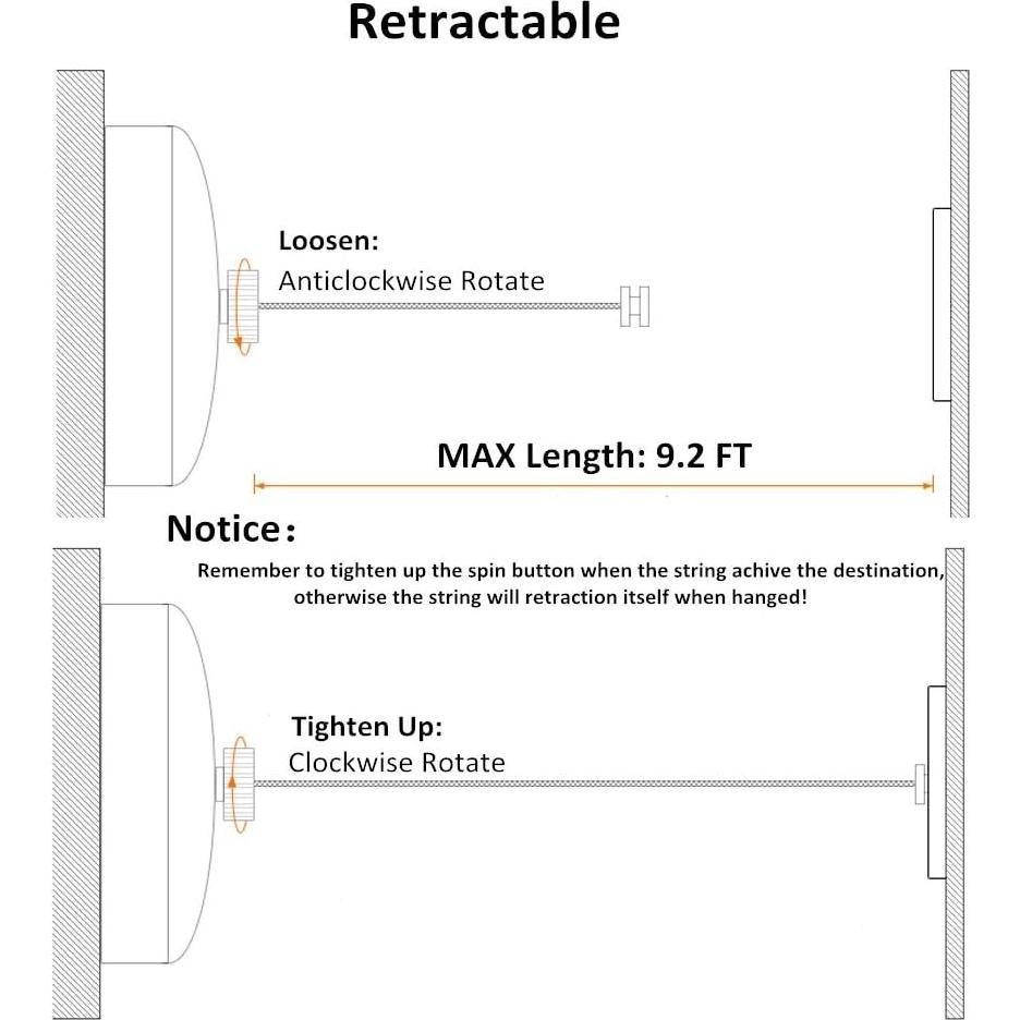 Cuerda Retráctil BESy Acero Inoxidable 2.8m Negro Redondo