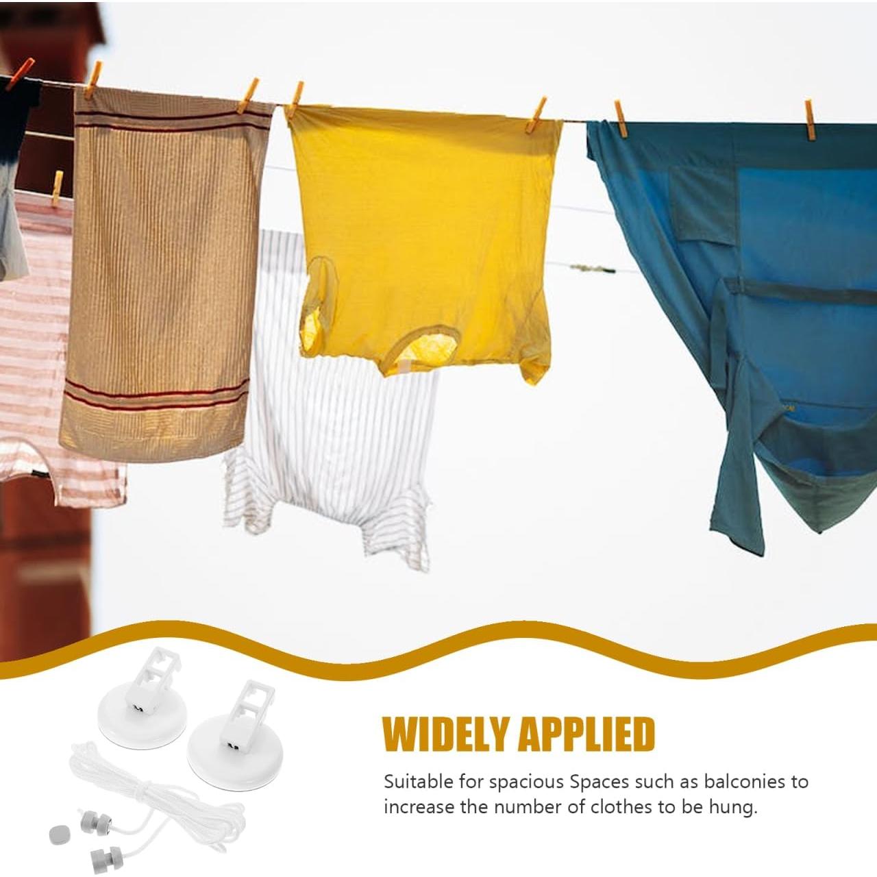 Cuerda de Ropa Portátil Garneck 5m con Ventosas - PVC Ajustable