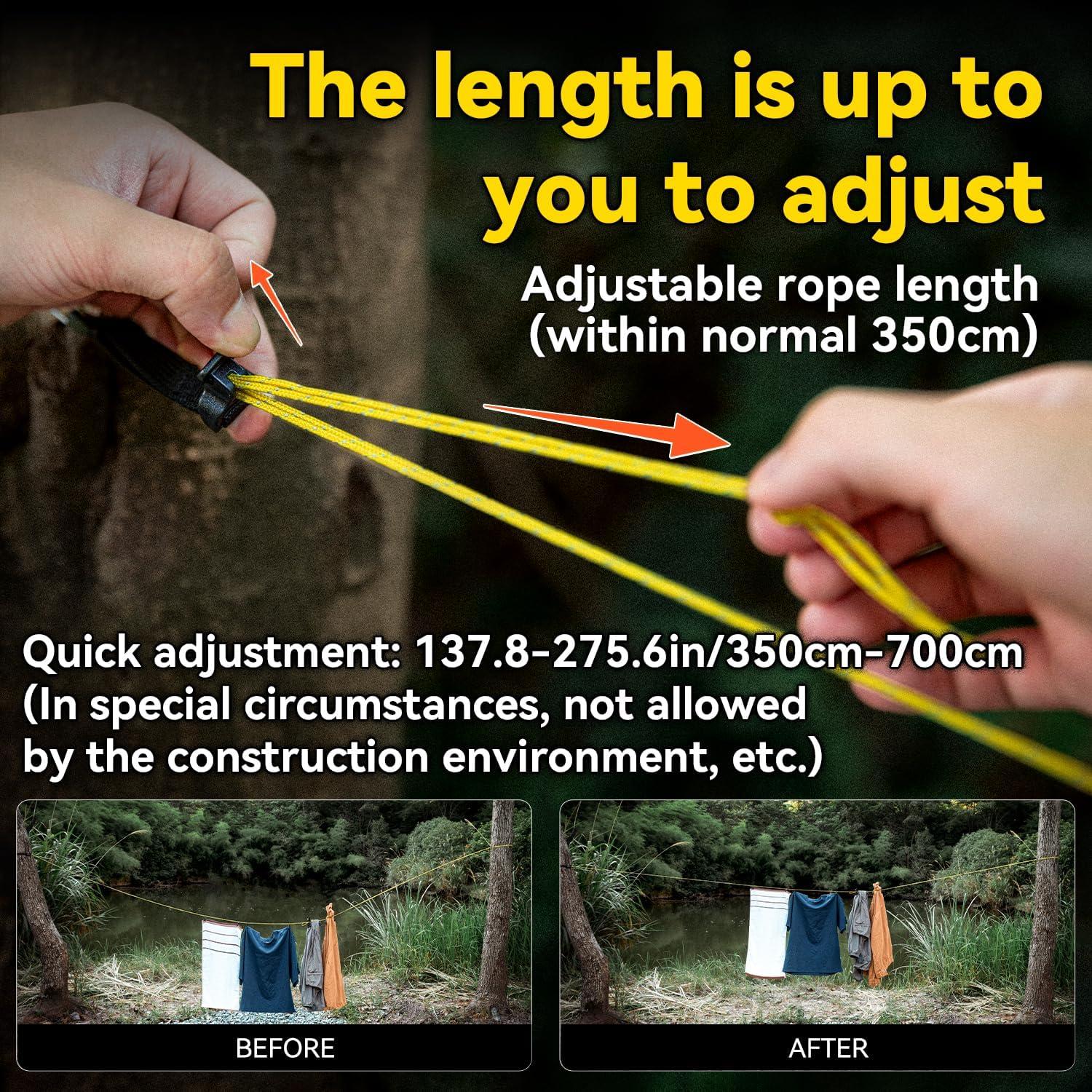 Línea de Ropa Portátil HIKEMAN 7m Ajustable con 16 Pinzas