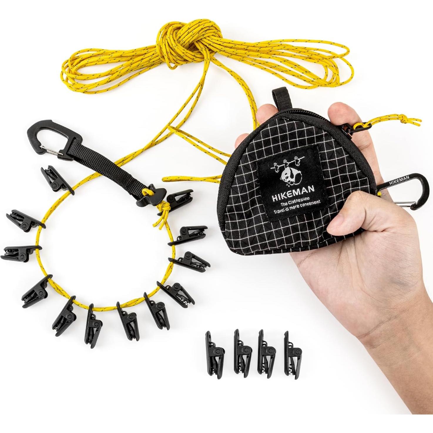 Línea de Ropa Portátil HIKEMAN 7m Ajustable con 16 Pinzas