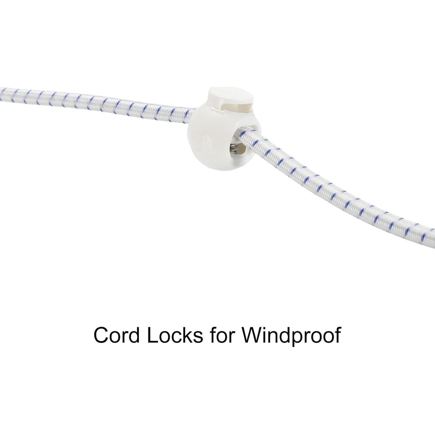 Cuerda de Ropa Elástica uxcell 1.85m con 12 Pinzas Blanca