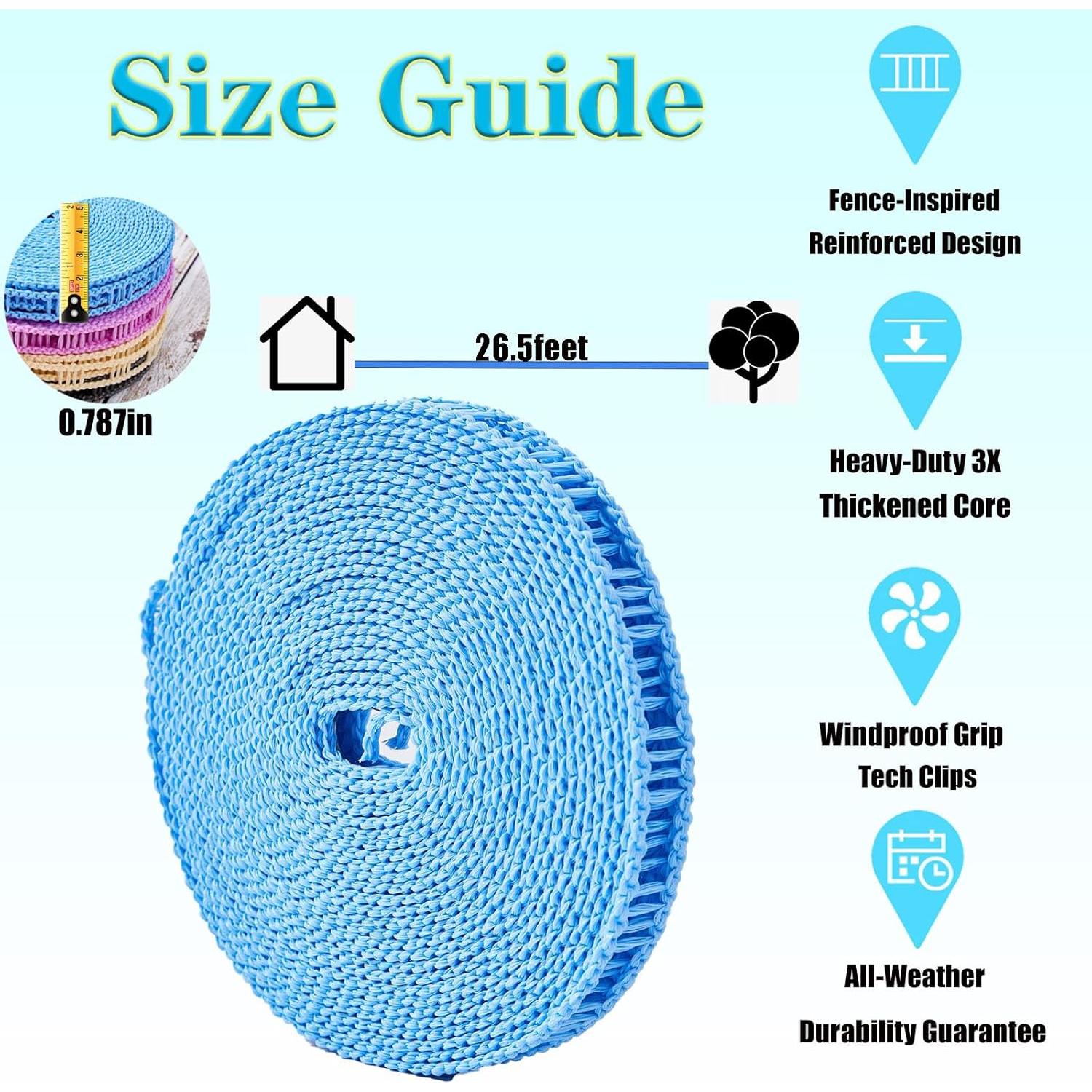 Cuerda de Ropa Portátil Qbunopn 8m Antideslizante con Ganchos