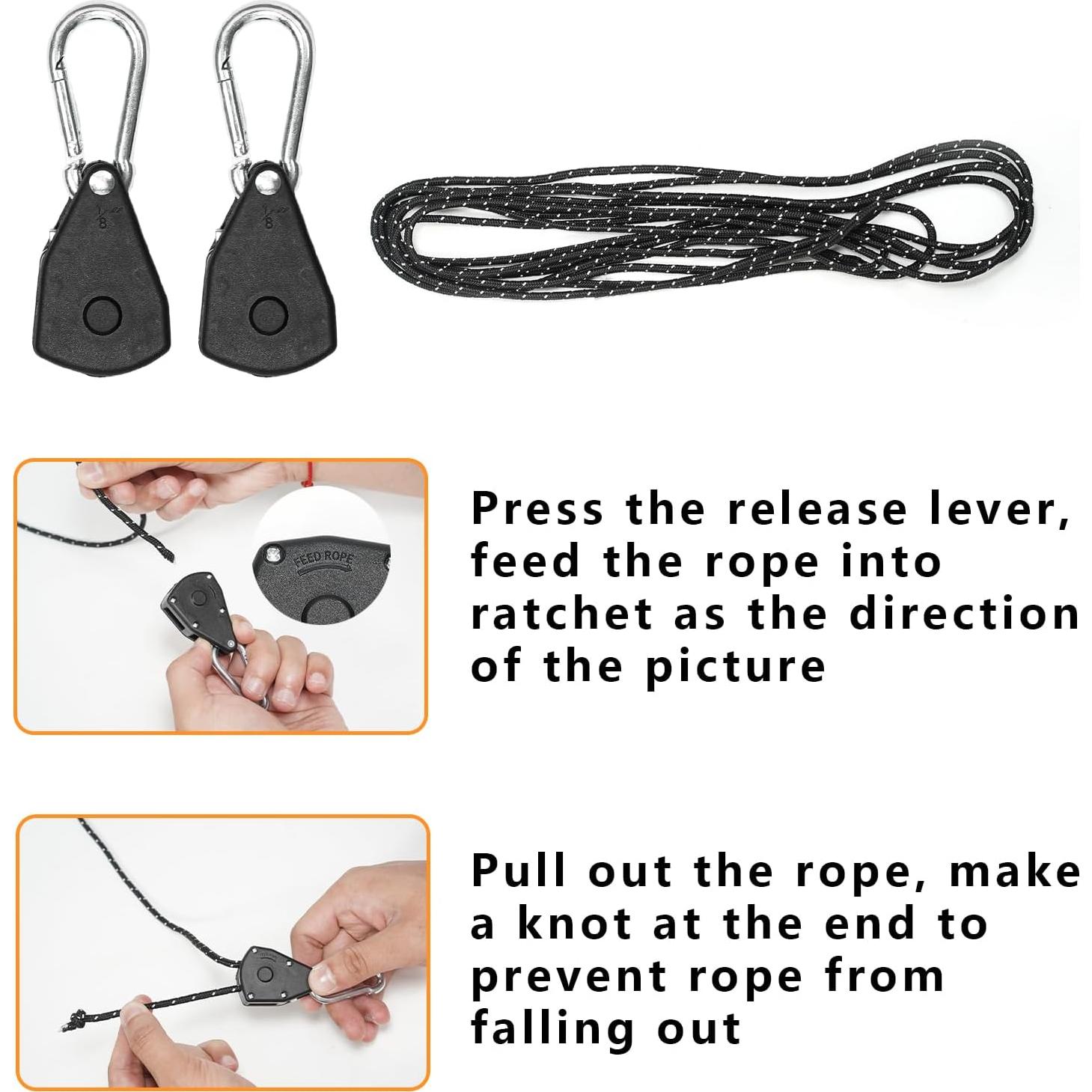 Cuerda de Camping Retráctil Stuuikf 5m con Ganchos de Acero