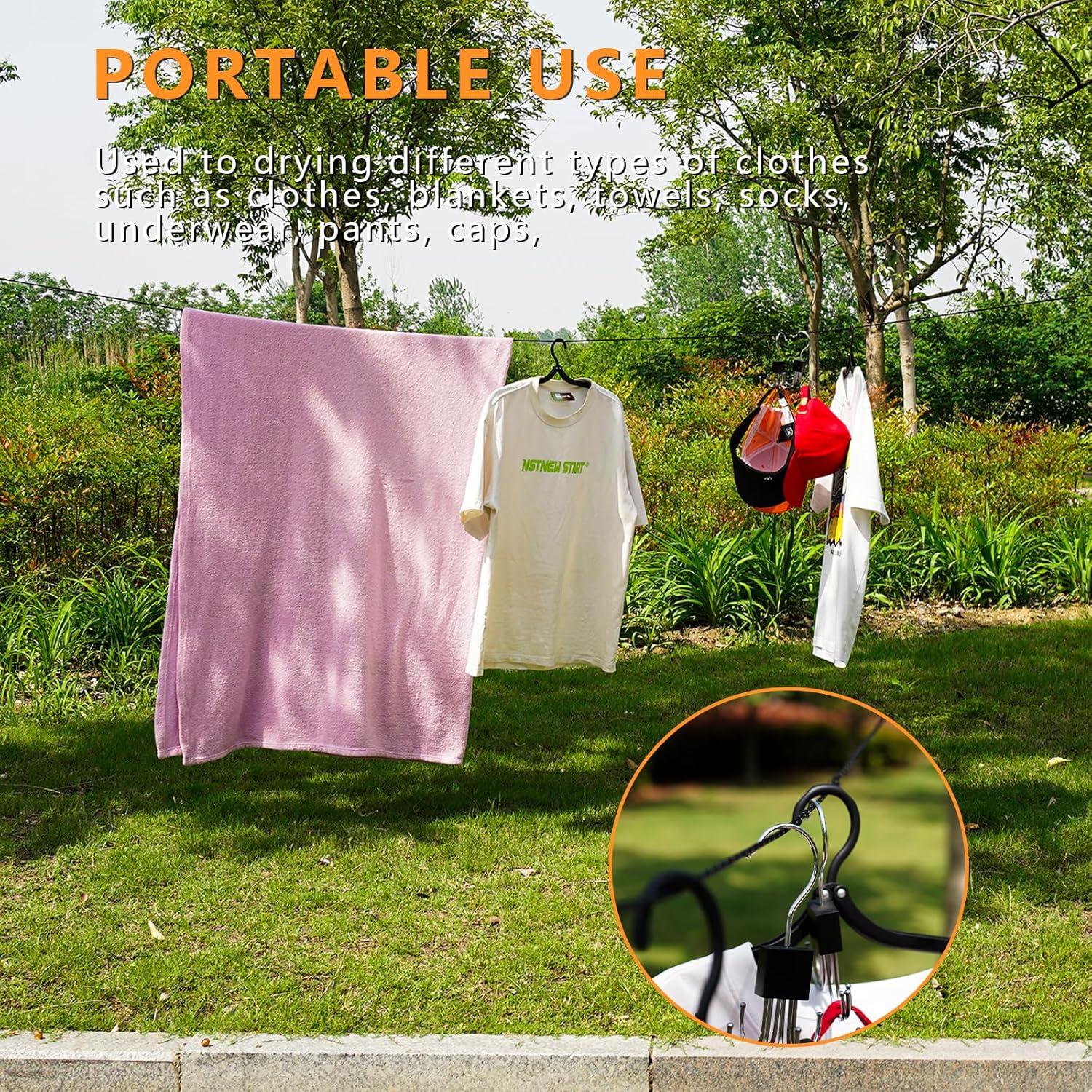 Cuerda de Camping Retráctil Stuuikf 5m con Ganchos de Acero