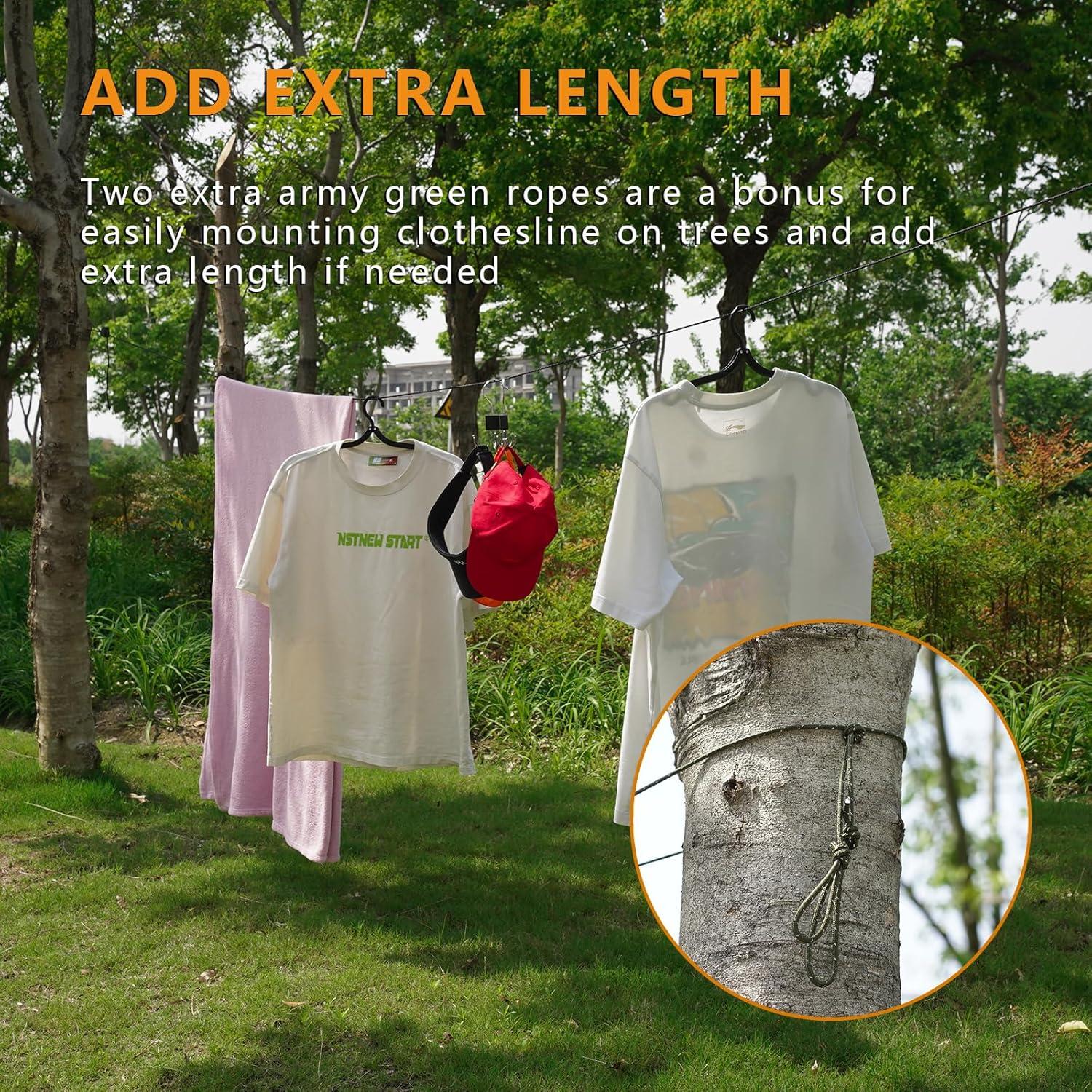 Cuerda de Camping Retráctil Stuuikf 5m con Ganchos de Acero