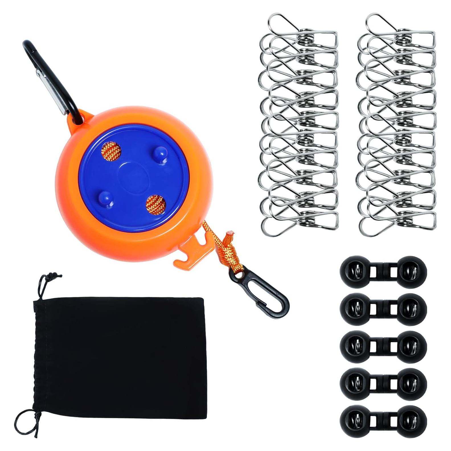 Cuerda de Ropa Retráctil 10M Paidiem con 20 Pinzas y 10 Tapones