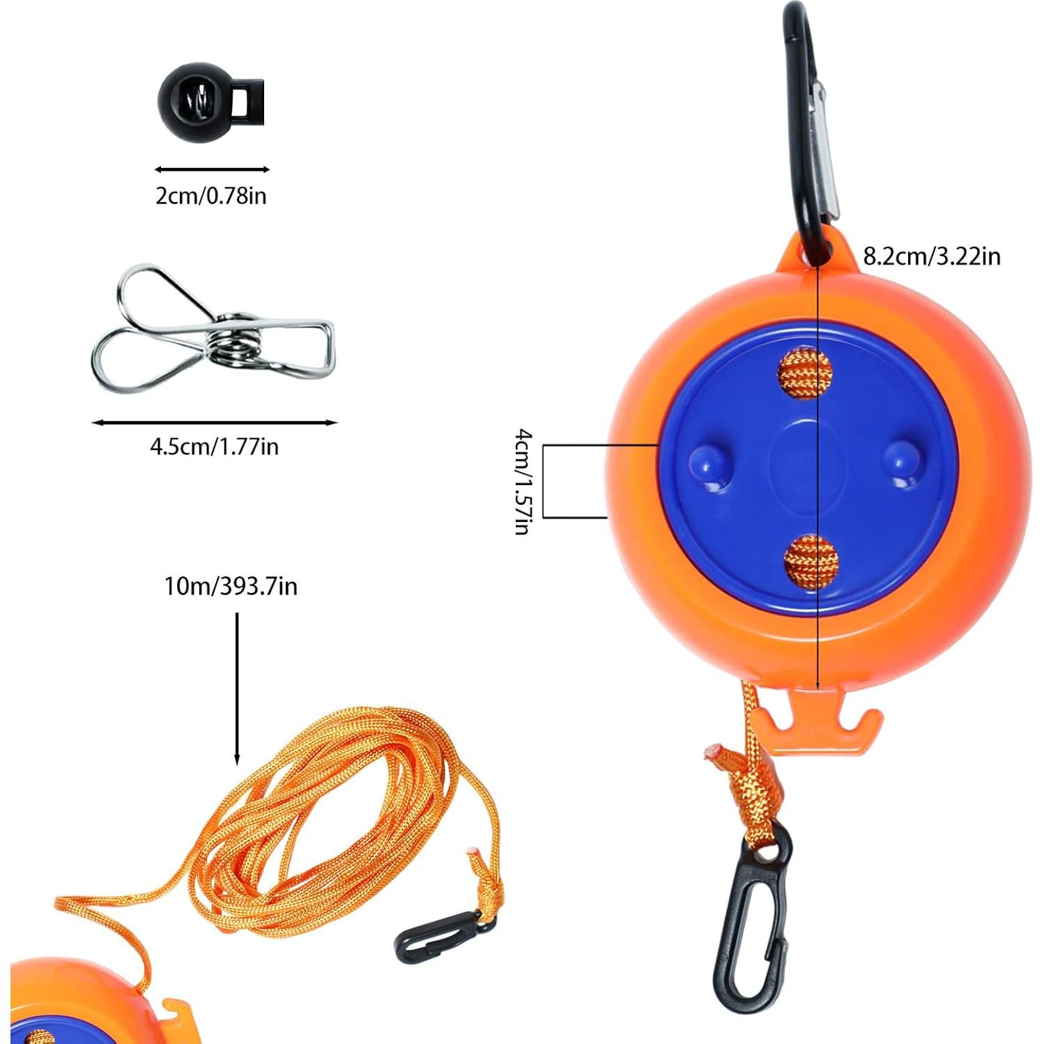 Cuerda de Ropa Retráctil 10M Paidiem con 20 Pinzas y 10 Tapones