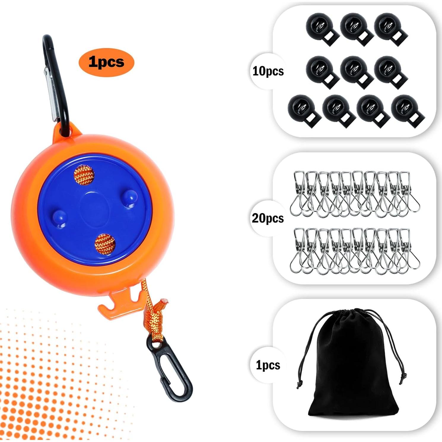 Cuerda de Ropa Retráctil 10M Paidiem con 20 Pinzas y 10 Tapones