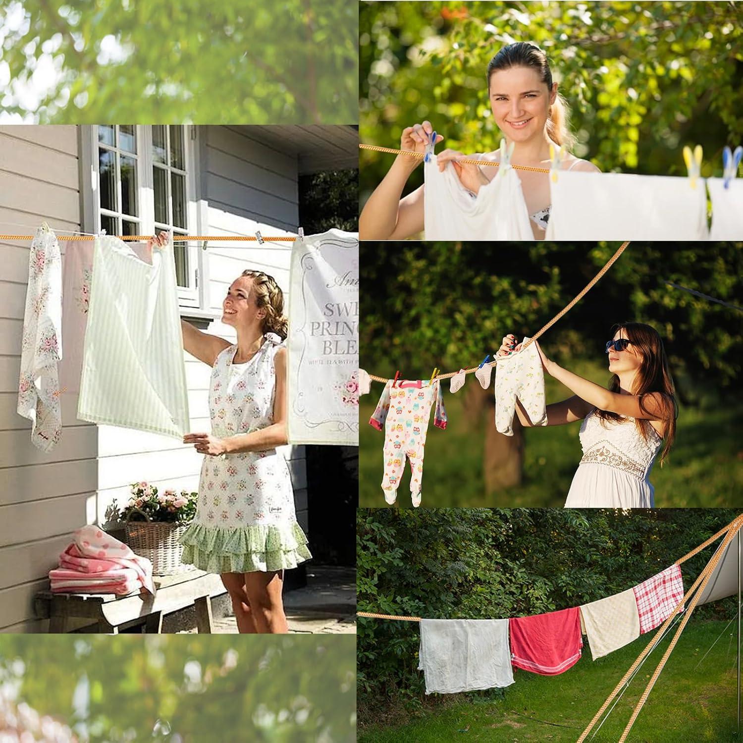 Cuerda de Ropa Retráctil 10M Paidiem con 20 Pinzas y 10 Tapones