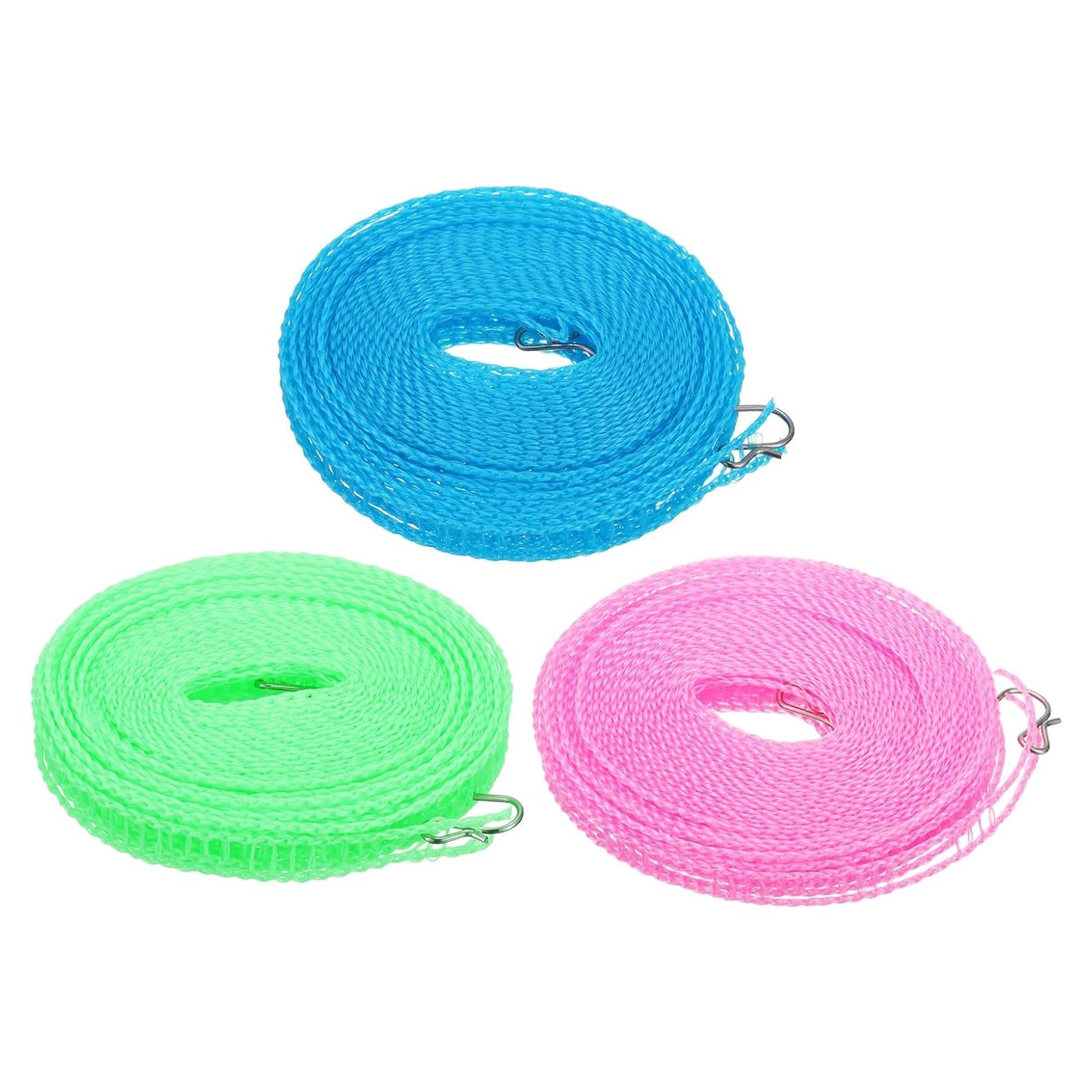 Cuerda de Ropa Portátil uxcell 8m Nylon Antideslizante Verde/Azul/Rosa