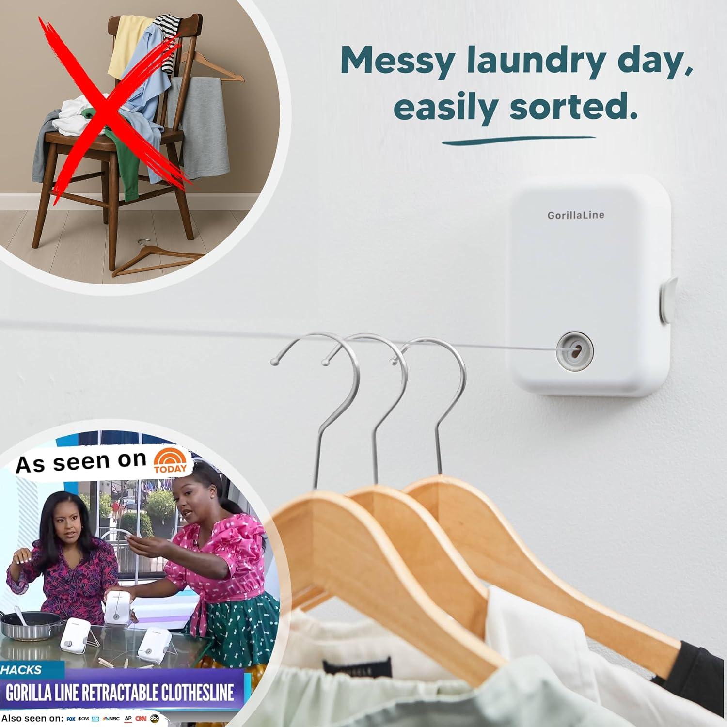 Cuerda de Ropa Retráctil GorillaLine 4.24m para Interiores y Exteriores