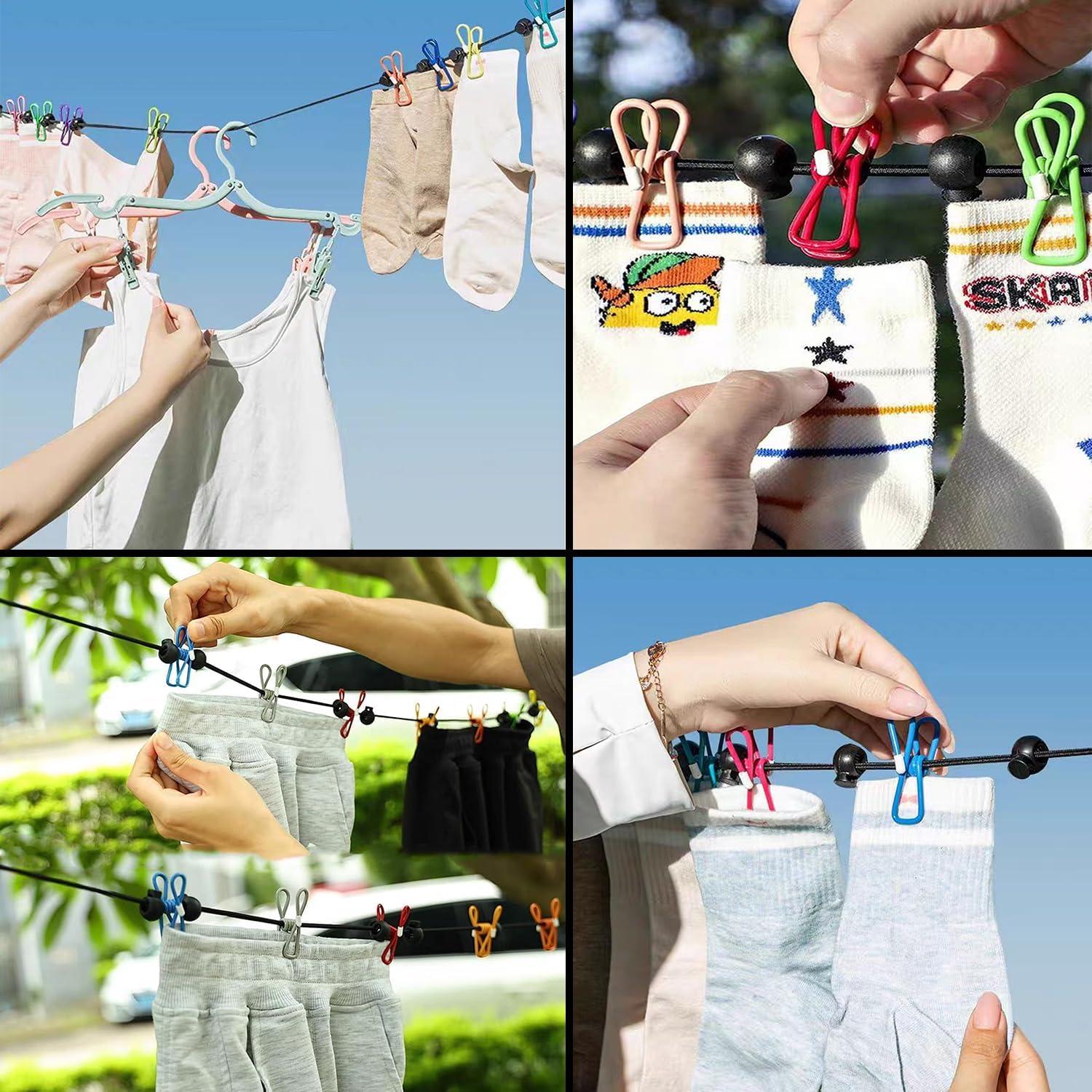 Cuerda de Ropa Retráctil Portátil ZZHXSM 3.66m con Clips Antideslizantes