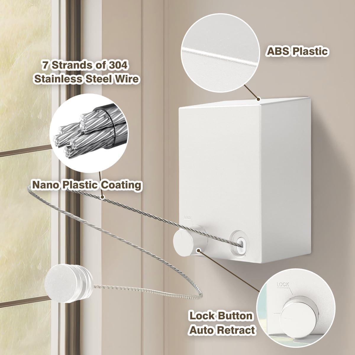 Cuerda de Ropa Retráctil XIOQINE 4.2m Acero Inoxidable