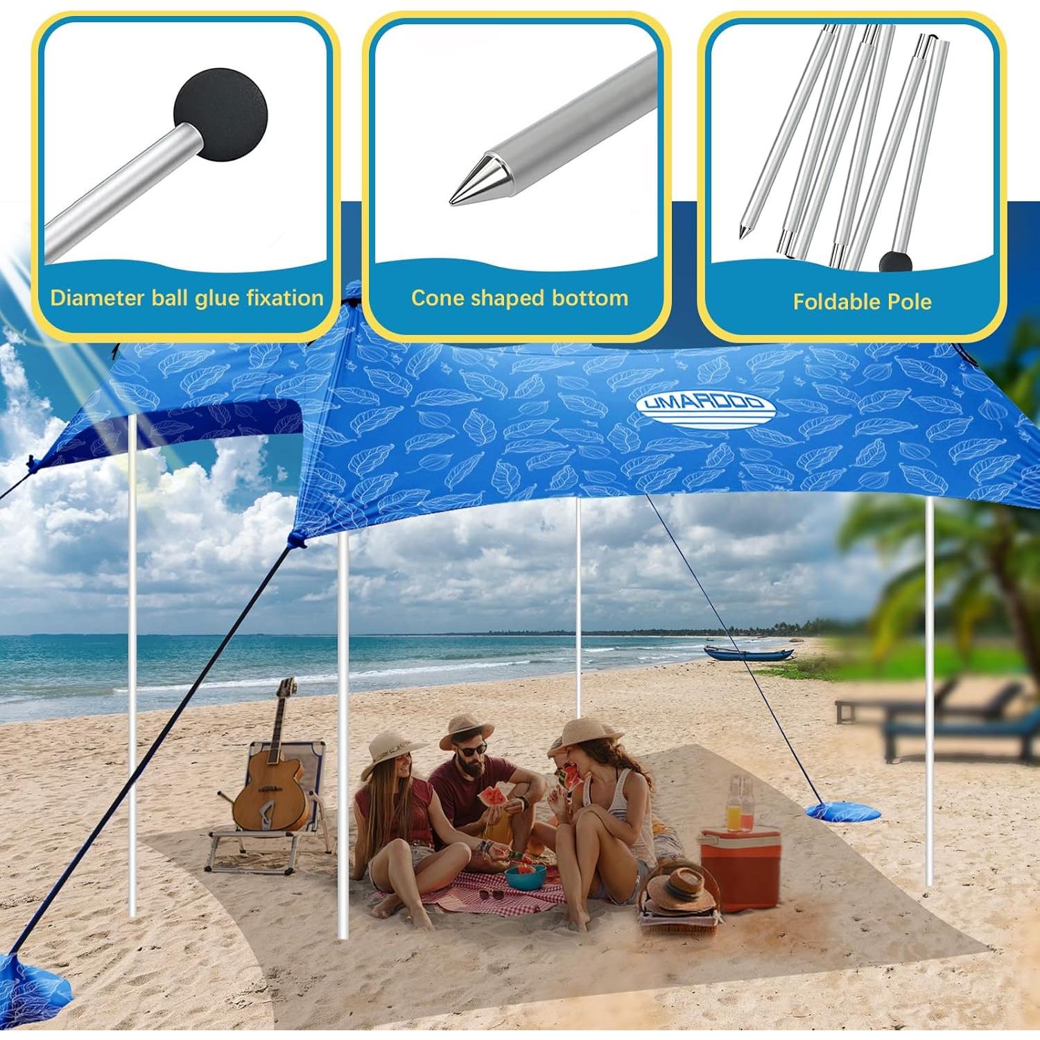 Postes de Aluminio Plegables UMARDOO para Tienda de Playa 1.98m