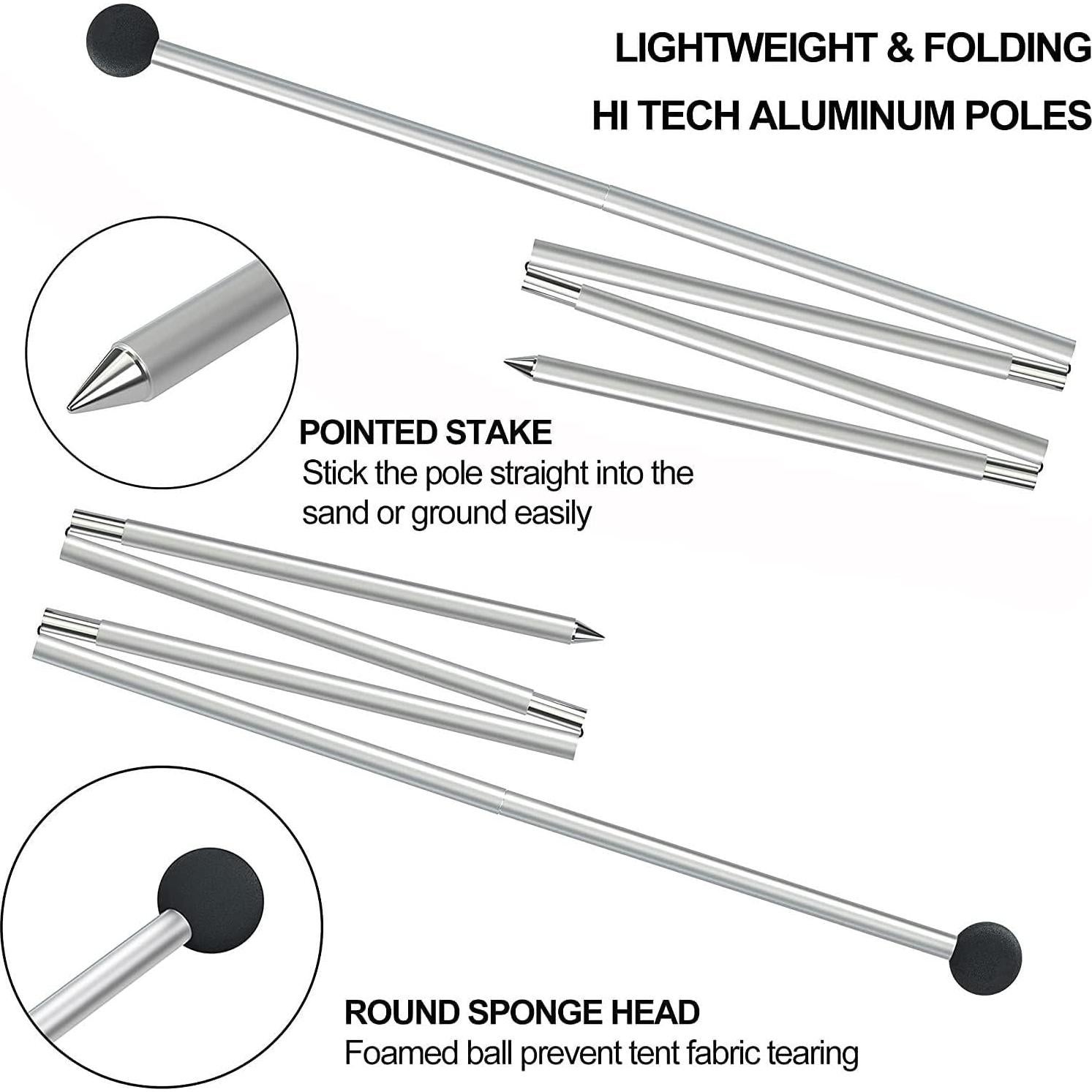 Postes de Aluminio Plegables UMARDOO para Tienda de Playa 1.98m
