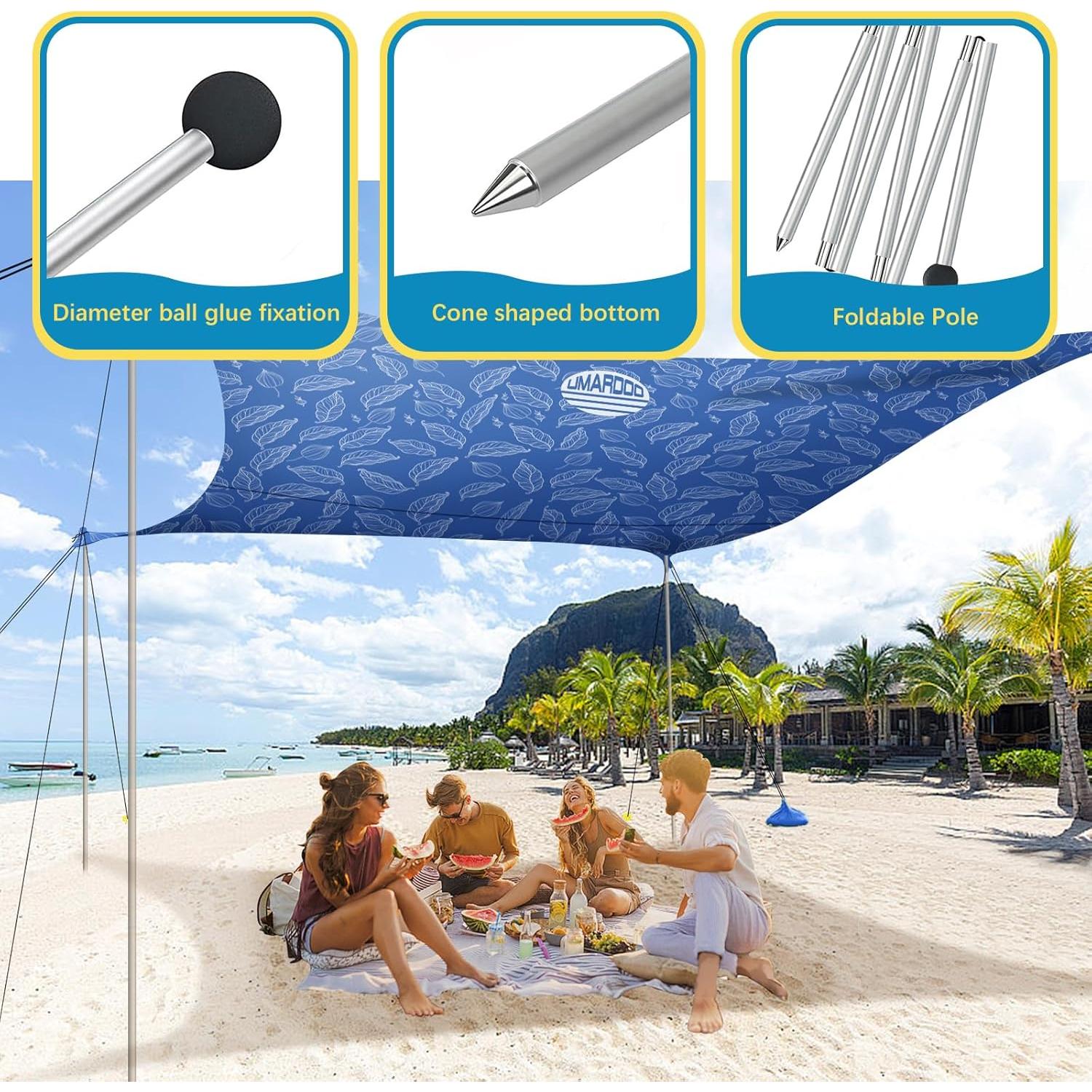 Postes de Aluminio Plegables UMARDOO para Tienda de Playa 1.98m
