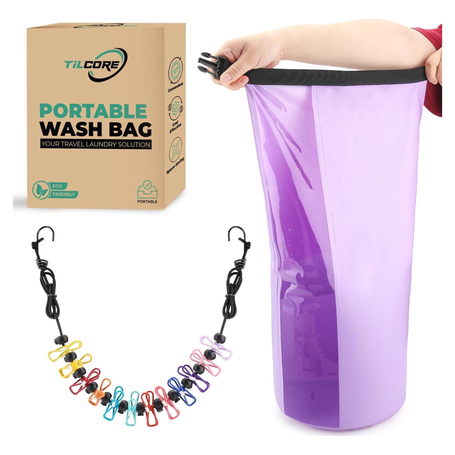Bolsa de Lavado Portátil Tilcore 21x18 cm - Cuerda de Ropa