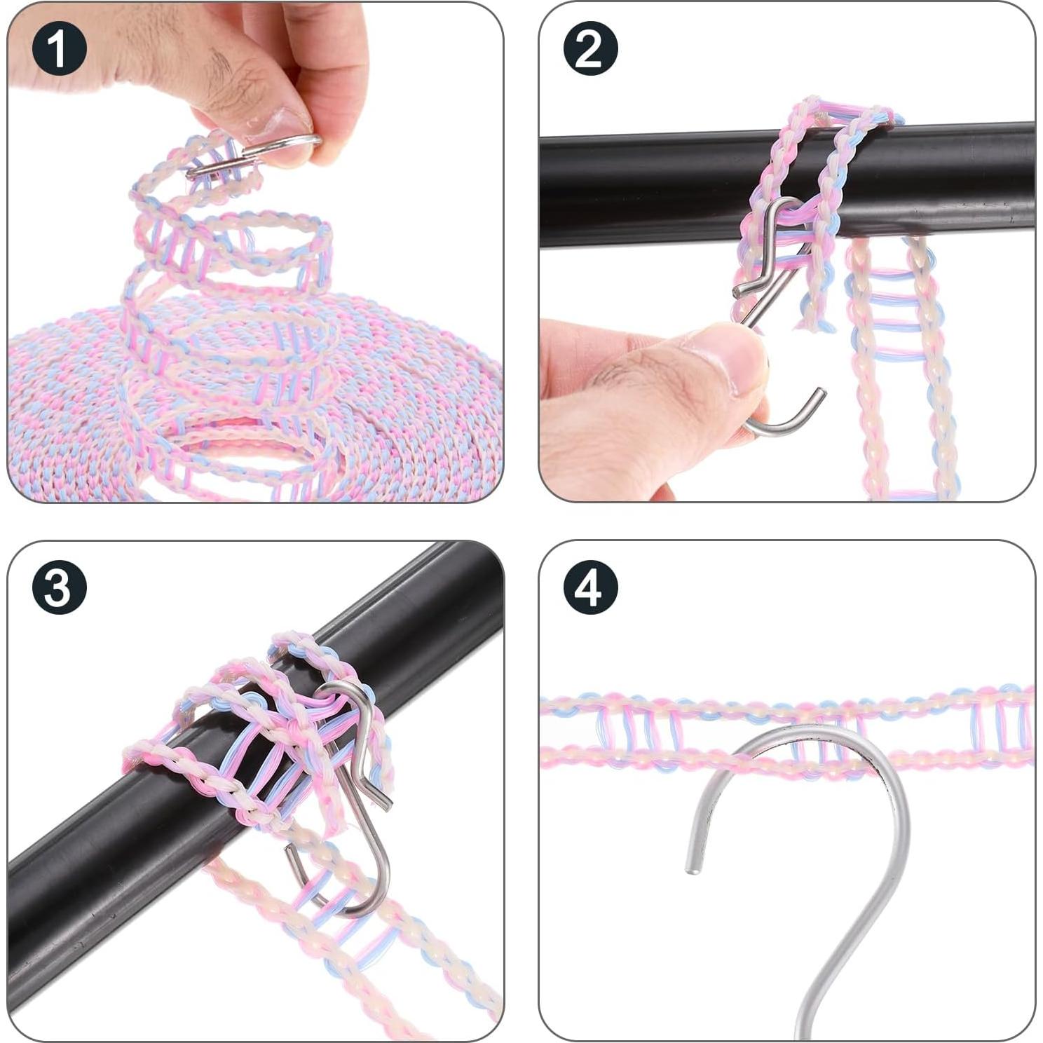 Cuerda de Secado Portátil uxcell 8m Antideslizante con 12 Clips