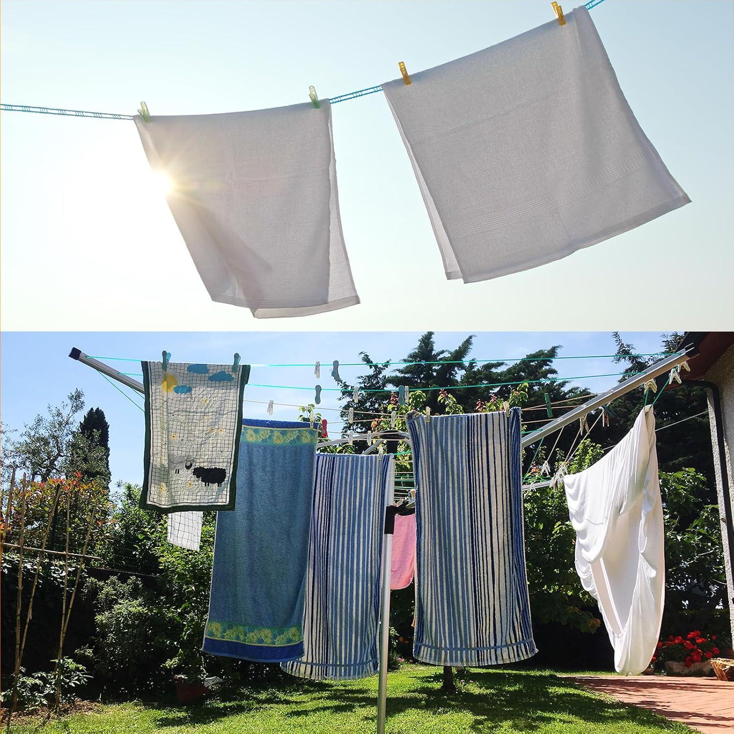 Cuerda de Secado Portátil uxcell 8m Antideslizante con 12 Clips