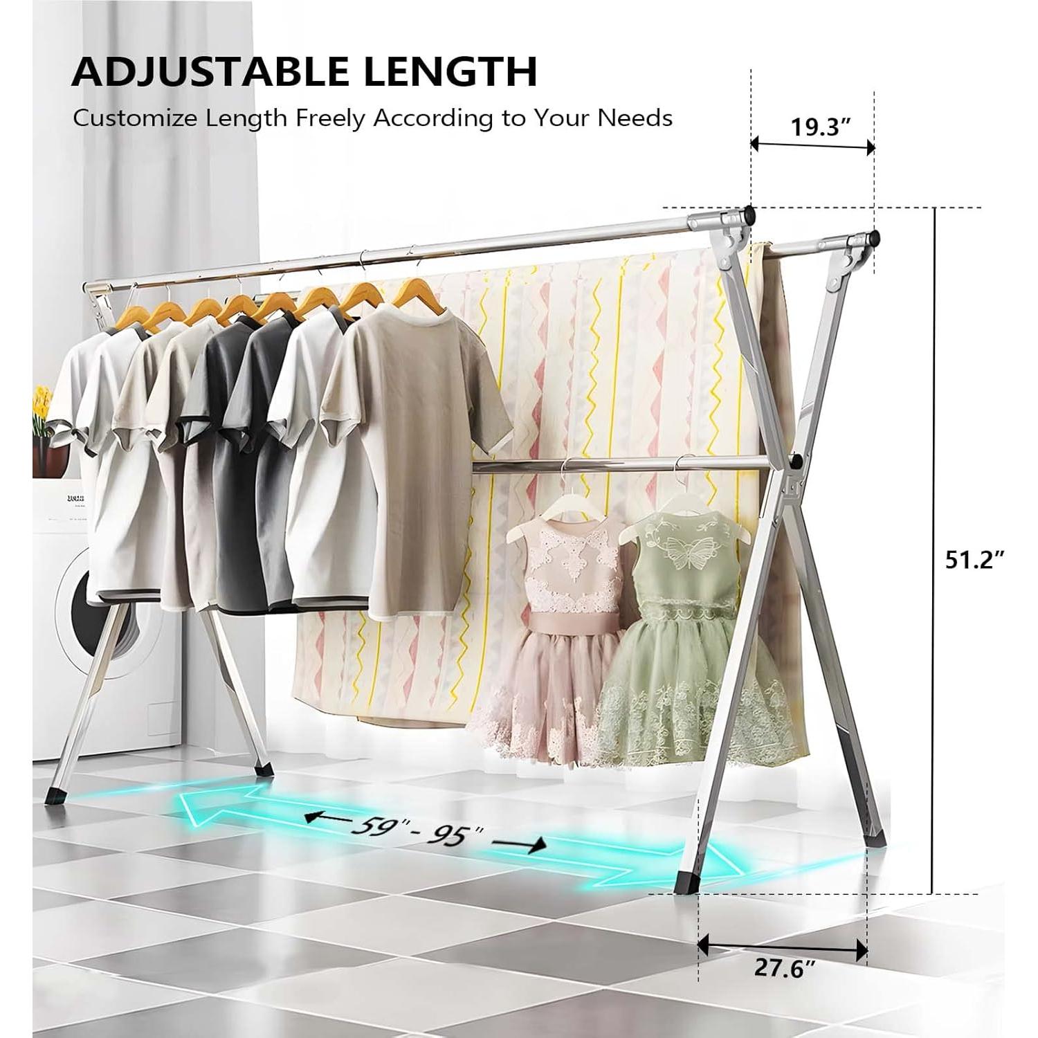 Estante para Secar Ropa URYAN 241 cm Acero Inoxidable Plegable