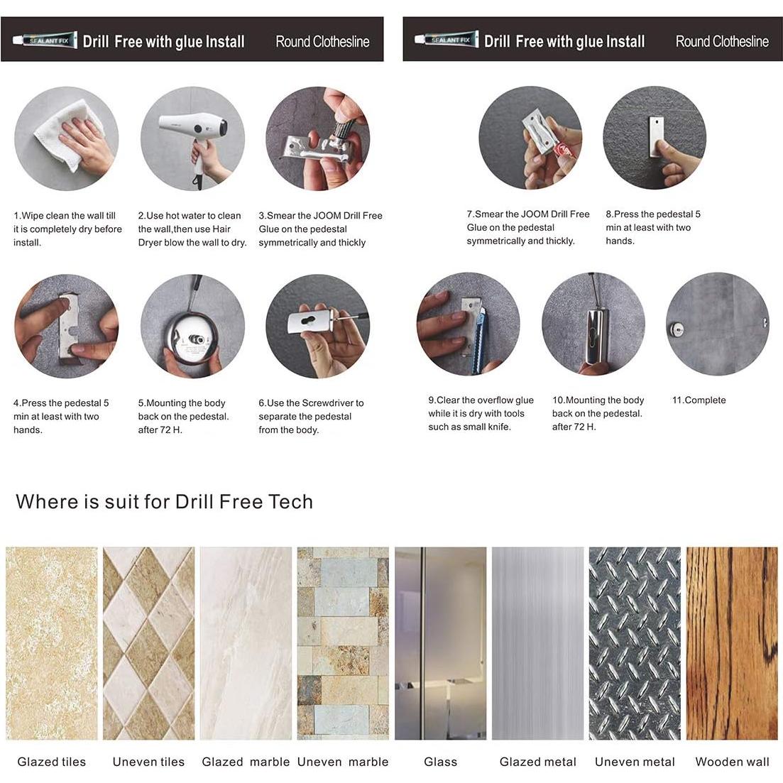 Cuerda Retráctil JOOM de Acero Inoxidable 2.74m para Ropa