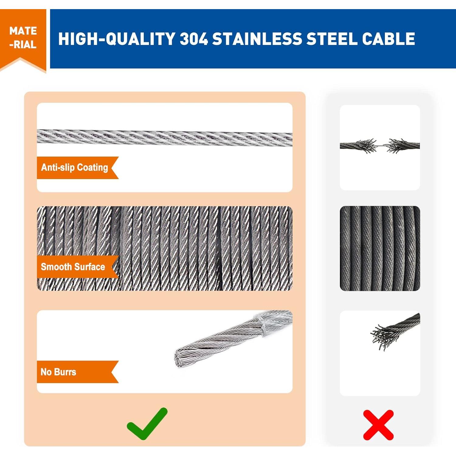 Cable de Ropa Portátil MAGZO 9.14m Acero Inoxidable 226.8kg