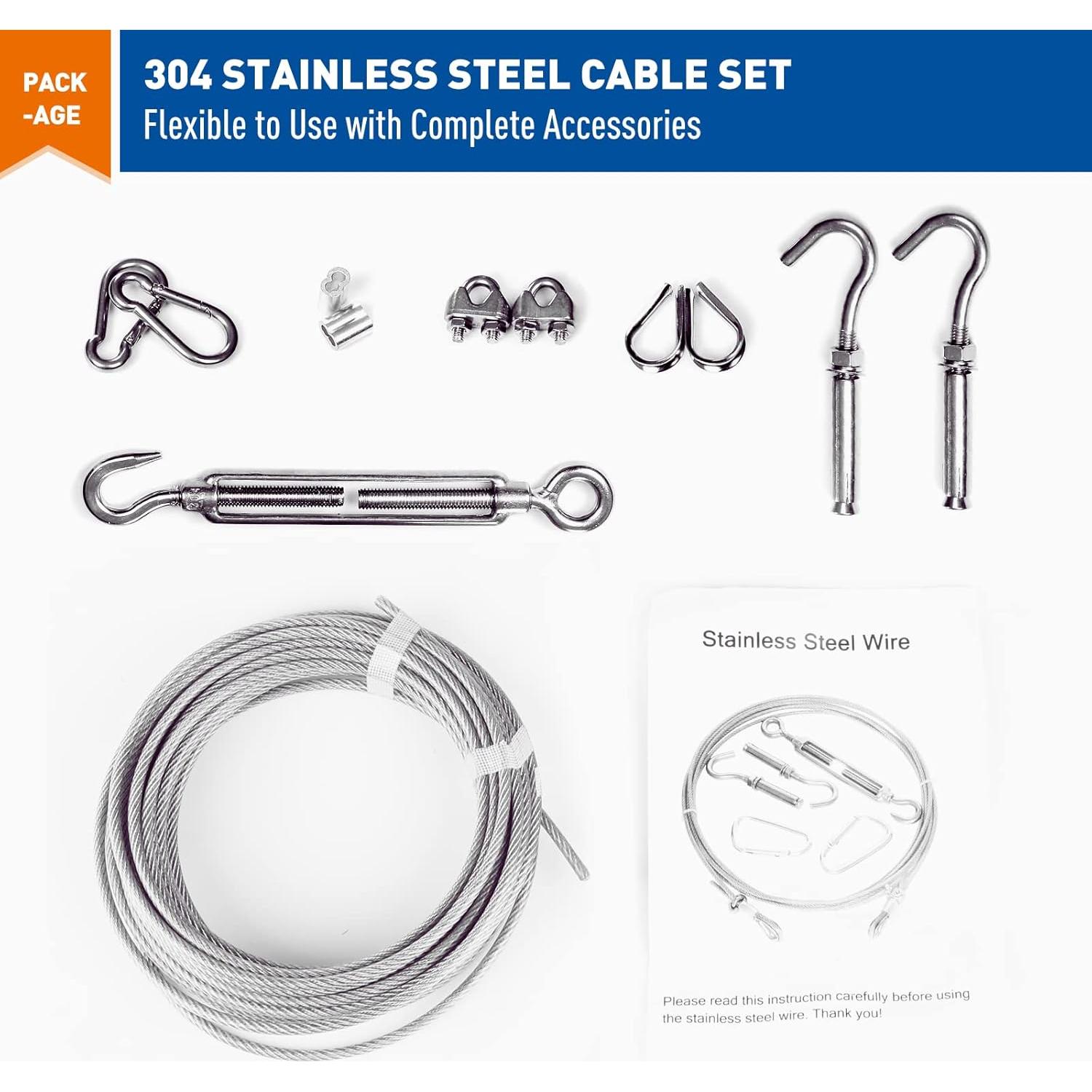 Cable de Ropa Portátil MAGZO 9.14m Acero Inoxidable 226.8kg