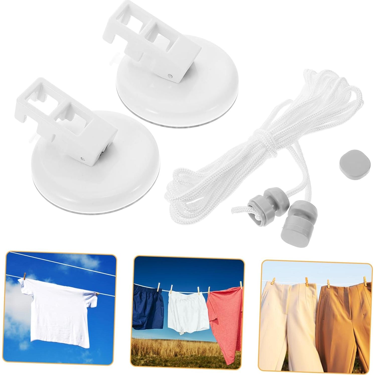 Cuerda de Ropa Retráctil Levemolo con Ventosas 12 cm Blanca