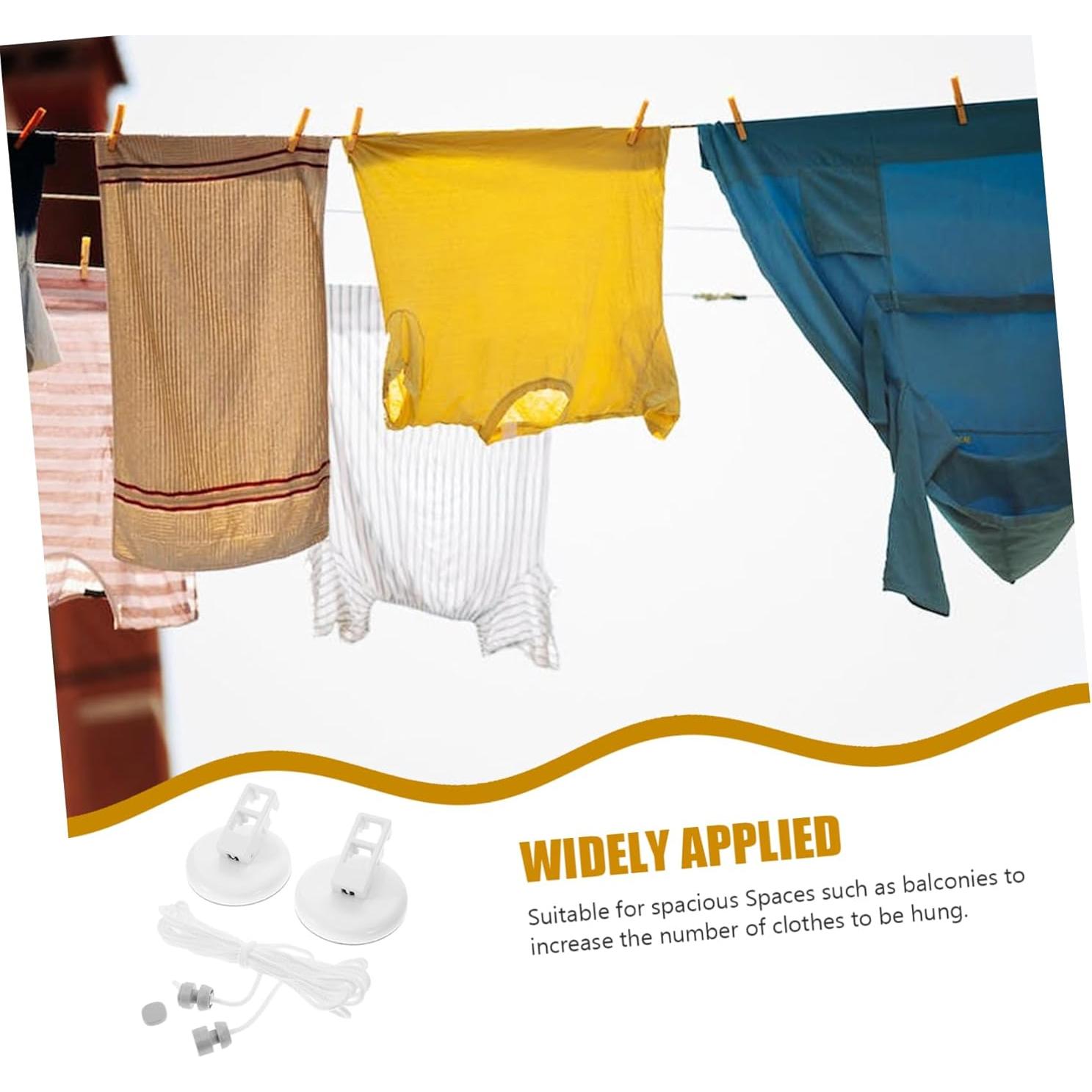 Cuerda de Ropa Retráctil Levemolo con Ventosas 12 cm Blanca