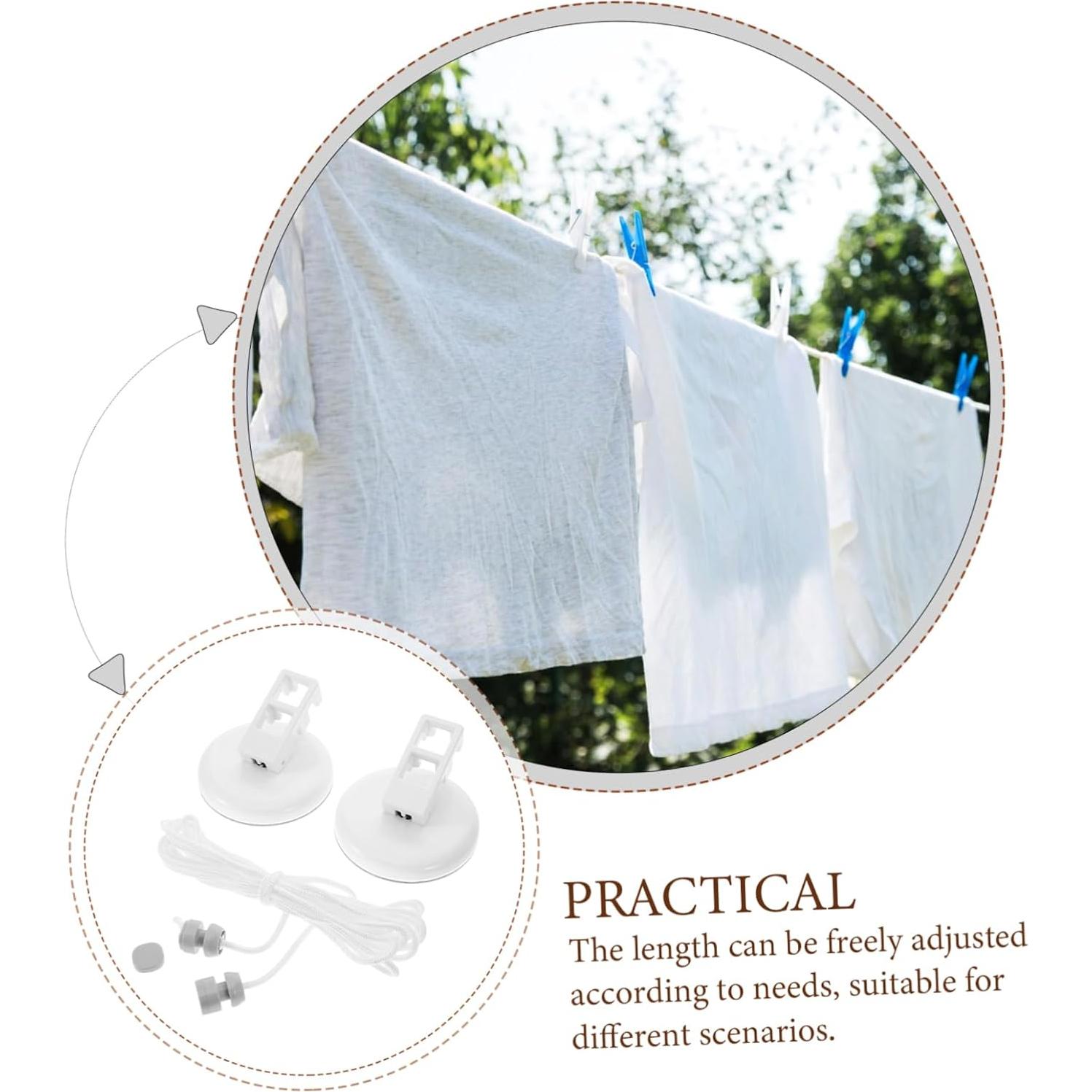 Cuerda de Ropa Retráctil Levemolo con Ventosas 12 cm Blanca