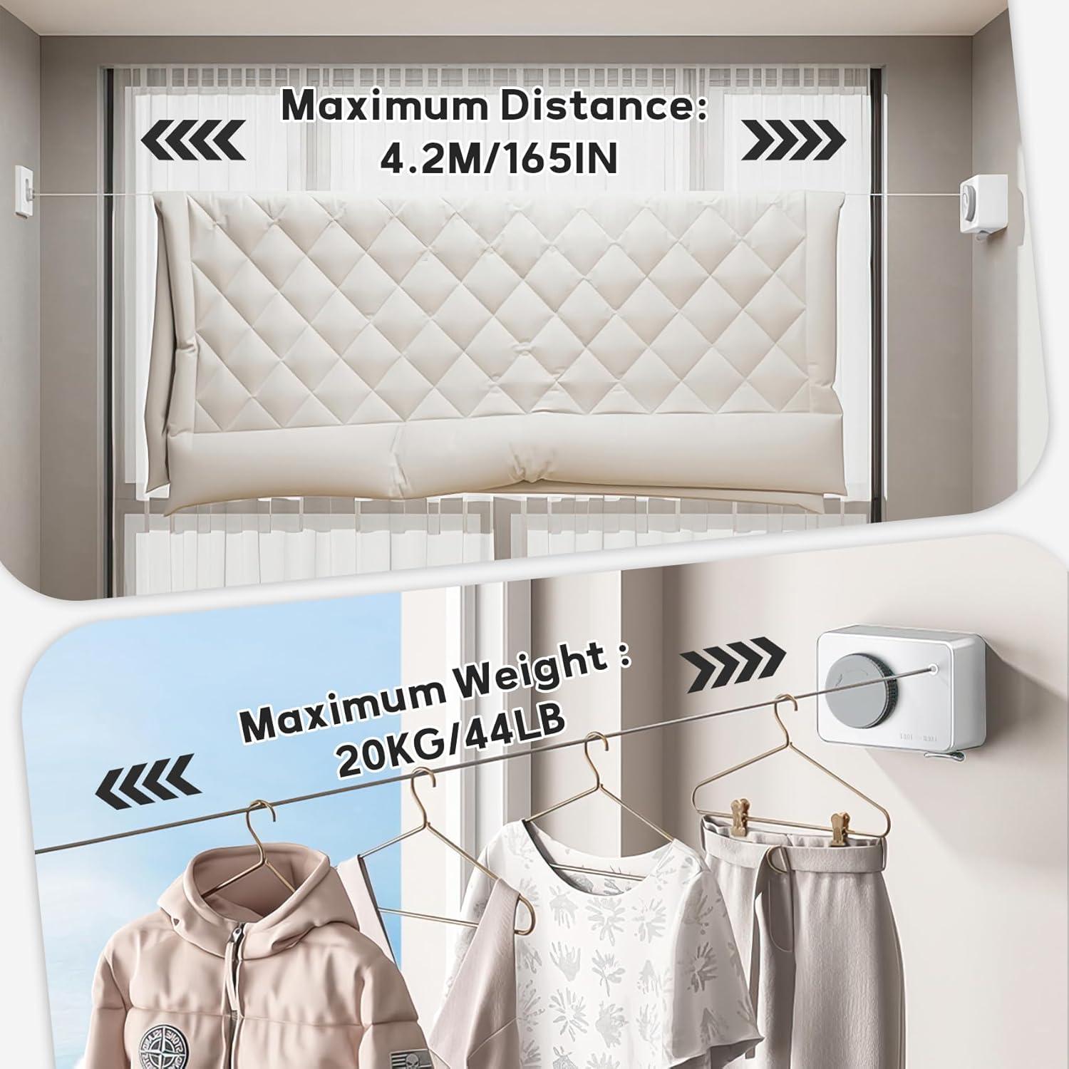 Cuerda de Ropa Retráctil Ruirgo 4.2m Antisag Acero Inoxidable