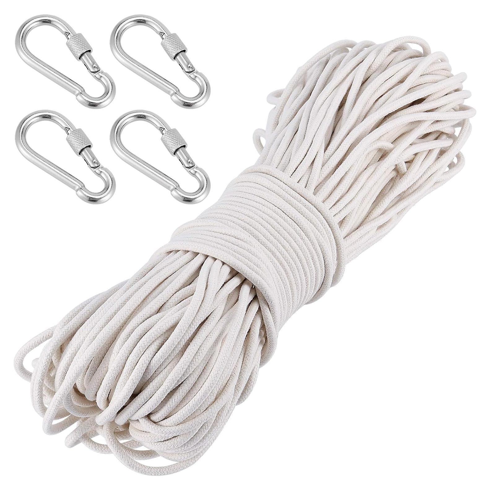 Cordón de Algodón Natural 0.64 cm x 100 m con 4 Mosquetones