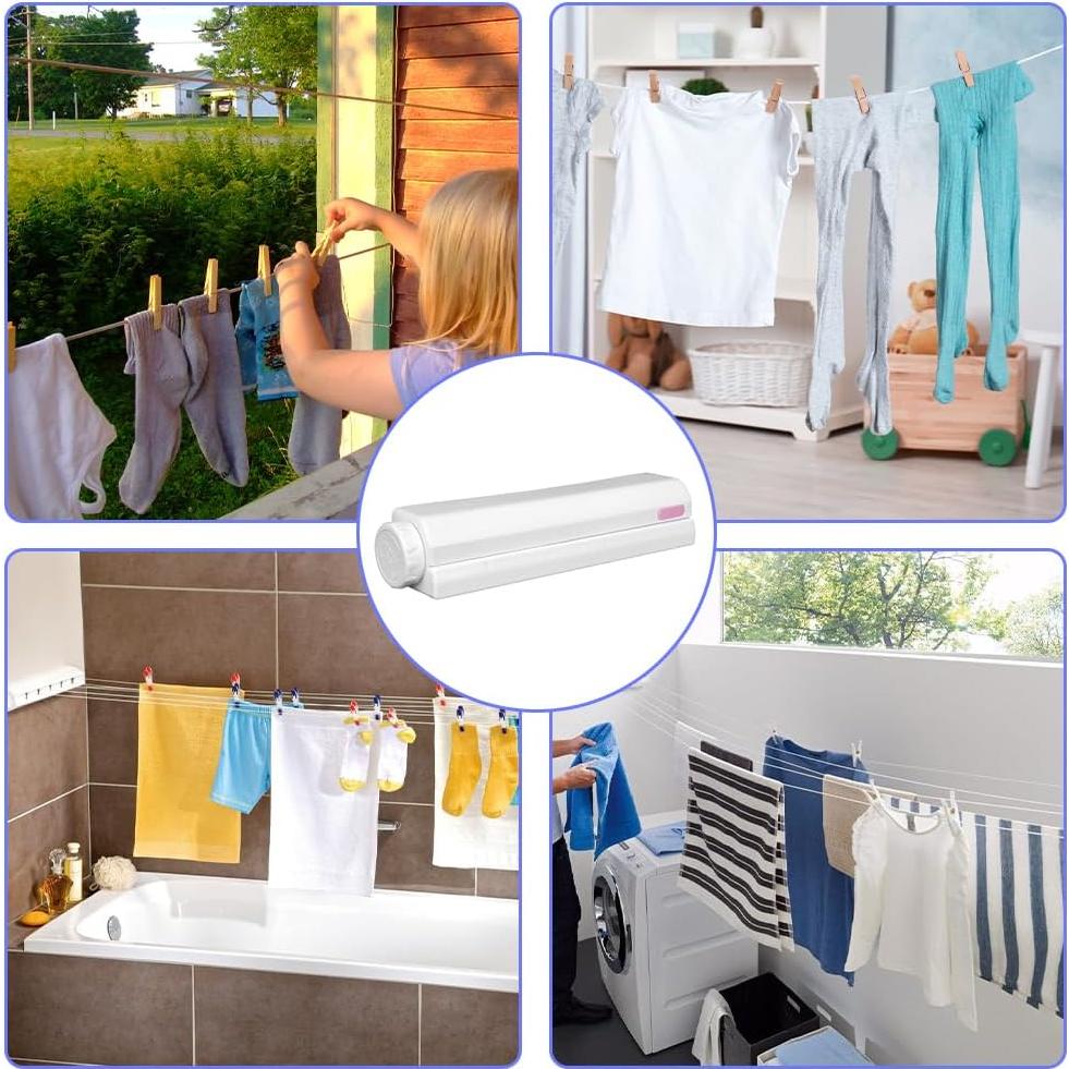 Tendedero Retráctil de Pared Tiiyee 3.75m Ahorra Espacio
