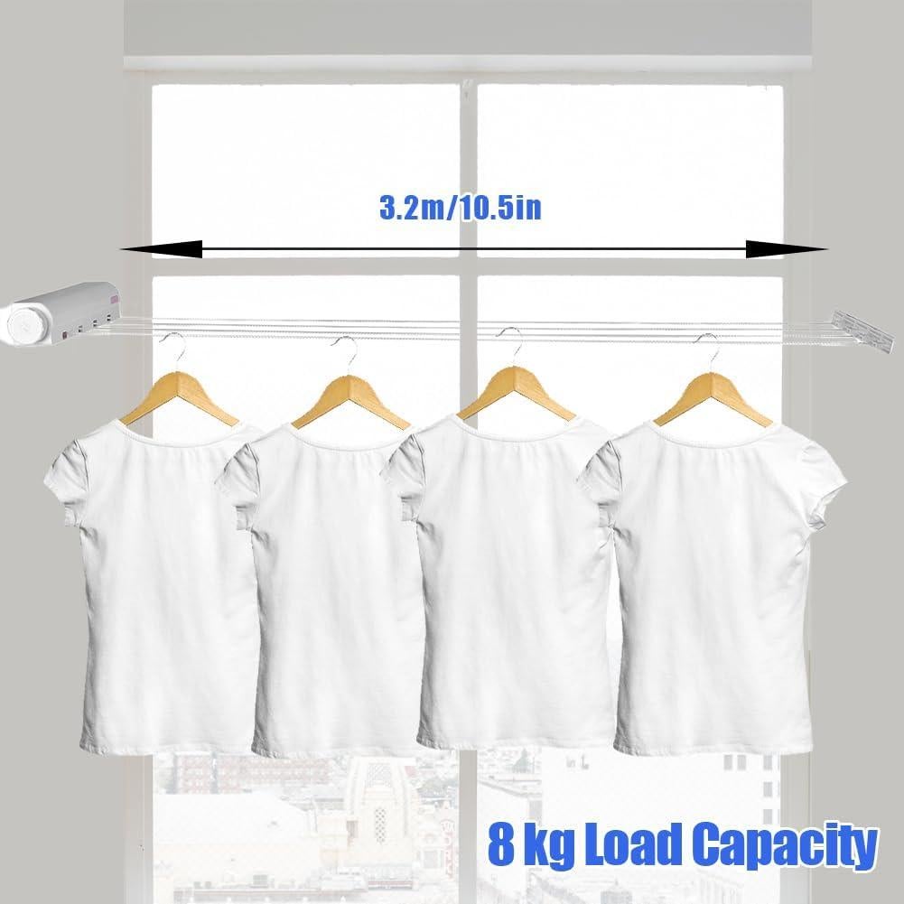Tendedero Retráctil de Pared Tiiyee 3.75m Ahorra Espacio
