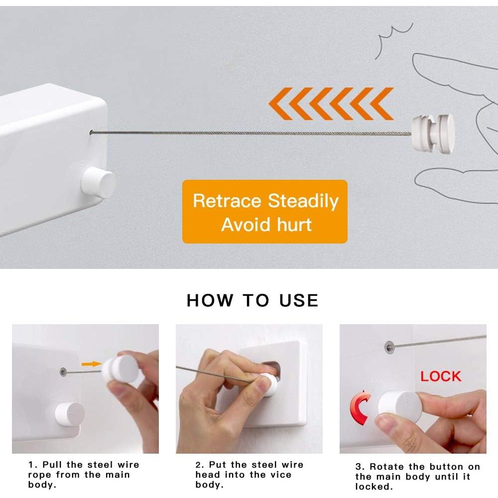 Cuerda Retráctil para Ropa BESy 4.2m Doble Acero Inoxidable