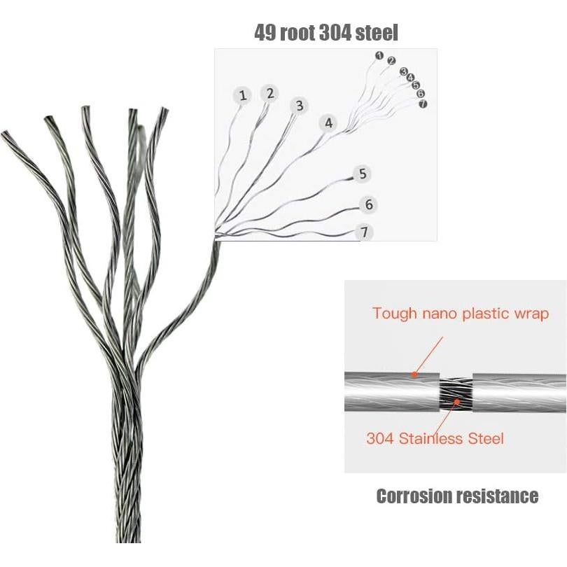 Cuerda Retráctil para Ropa BESy 4.2m Doble Acero Inoxidable