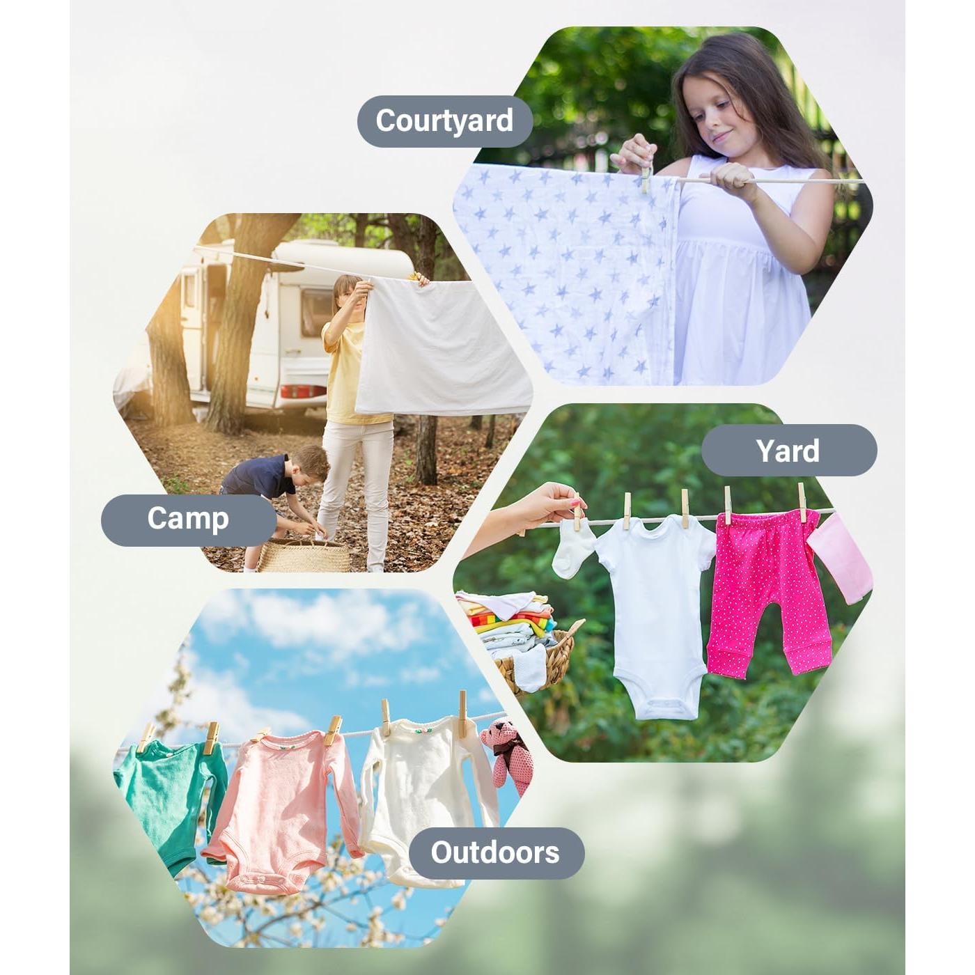 Cuerda de Ropa Retráctil YCZS 10 Metros Resistente para Camping