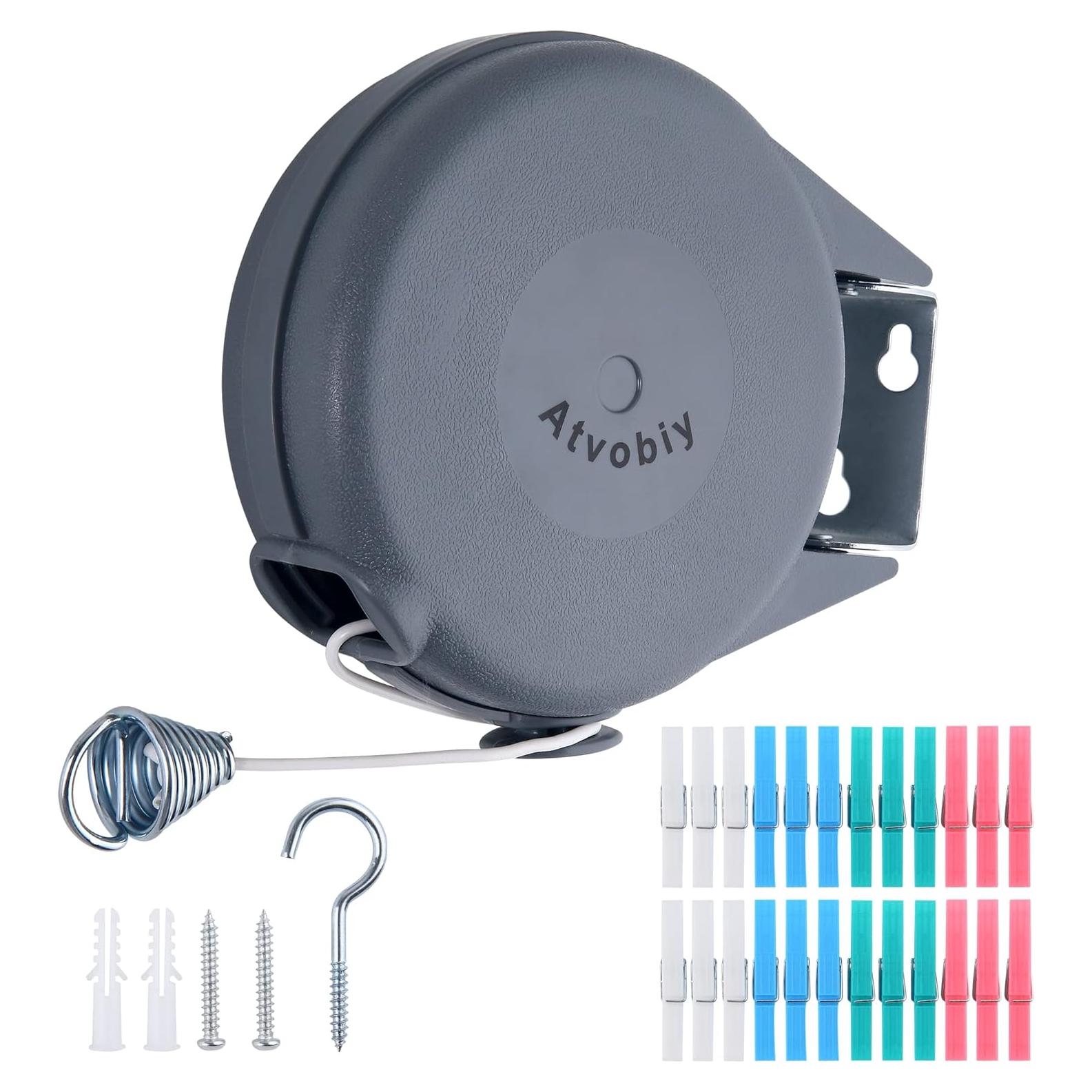 Cuerda de Ropa Retráctil Atvobiy 12.19m con 24 Pinzas