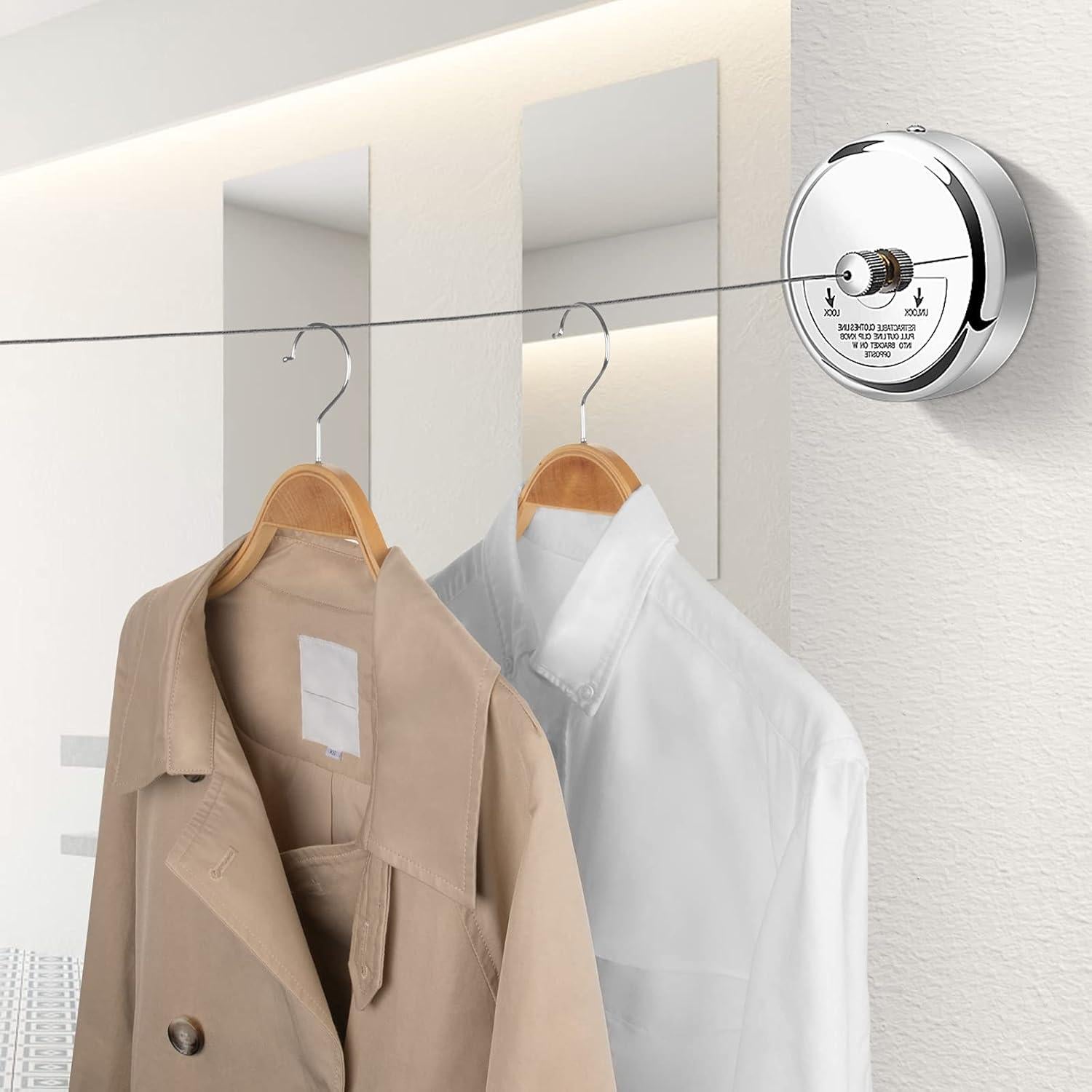 Cuerda de Ropa Retráctil Clatoon 2.7m Acero Inoxidable Alta Resistencia