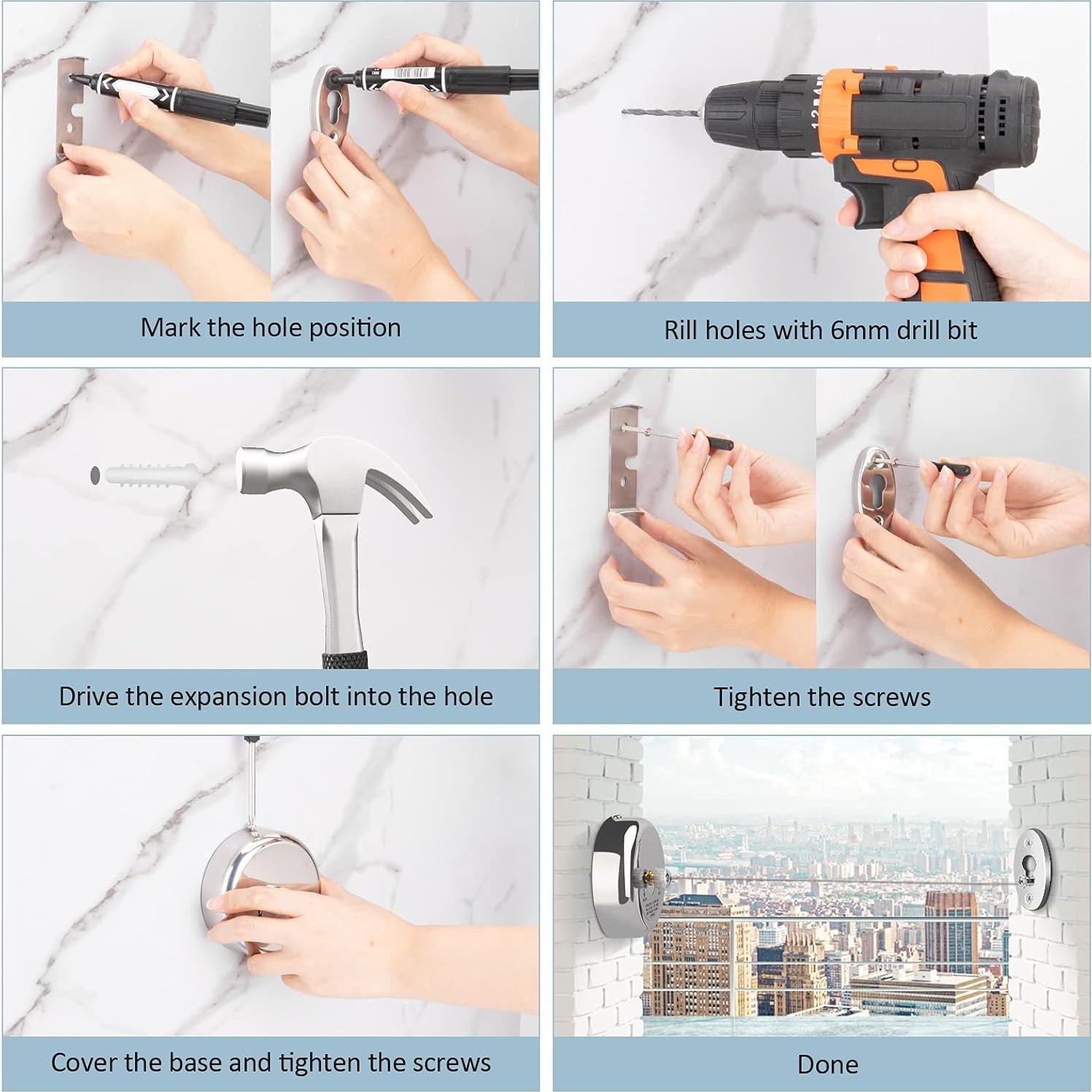 Cuerda de Ropa Retráctil Clatoon 2.7m Acero Inoxidable Alta Resistencia